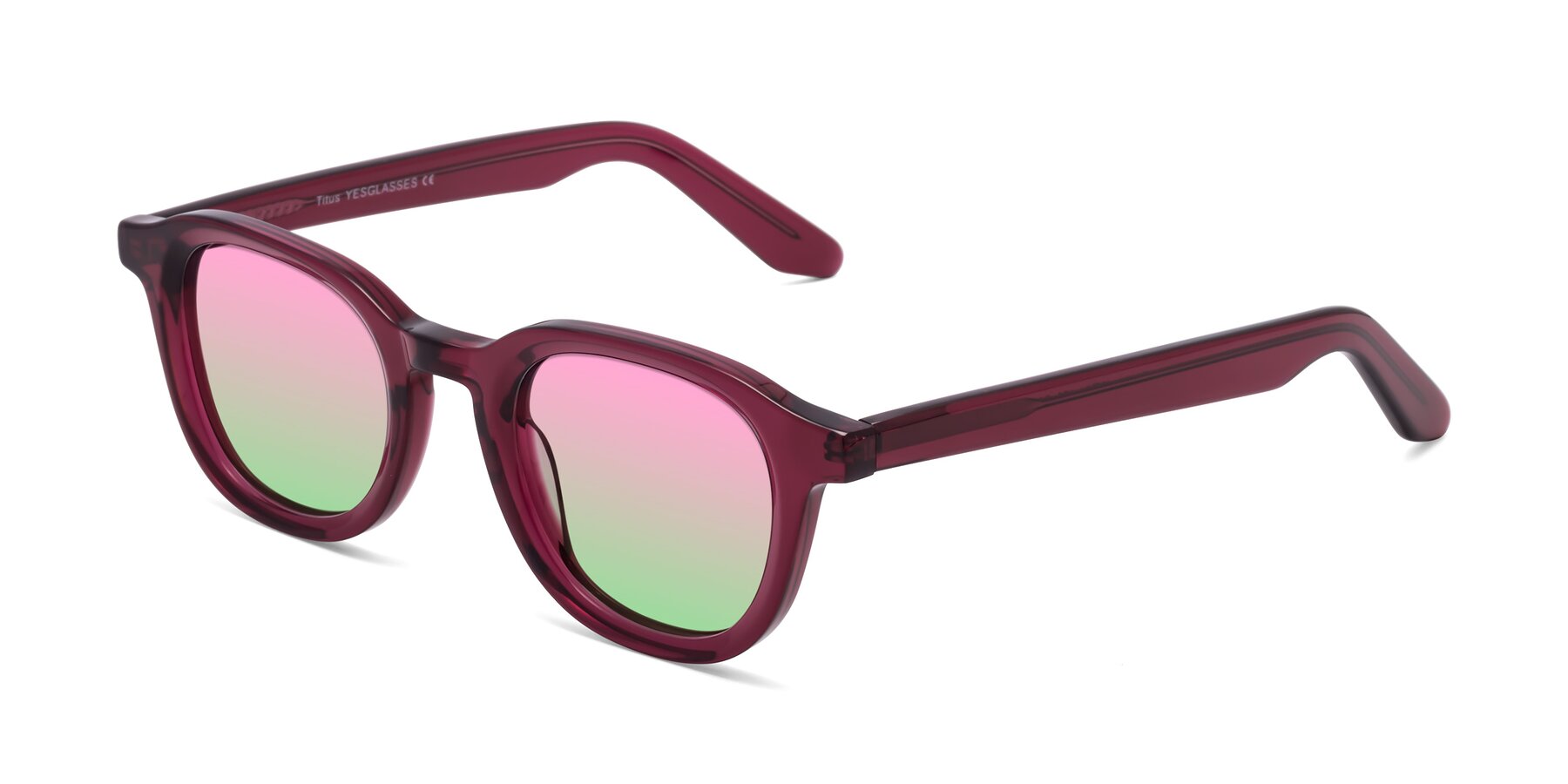 Angle of Titus in Wine with Pink / Green Gradient Lenses