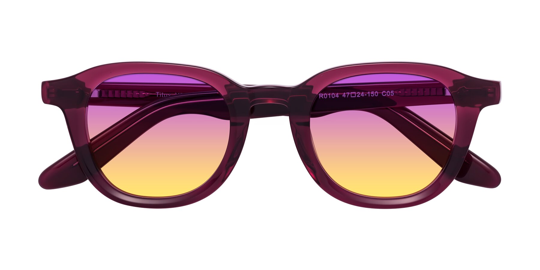 Folded Front of Titus in Wine with Purple / Yellow Gradient Lenses