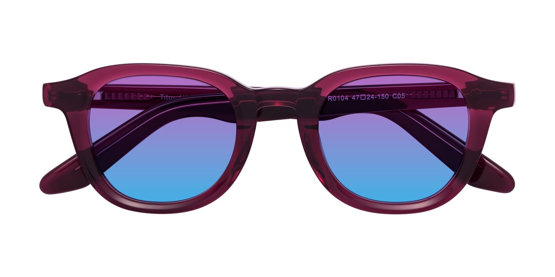 Folded Front of Titus in Wine with Purple / Blue Gradient Lenses