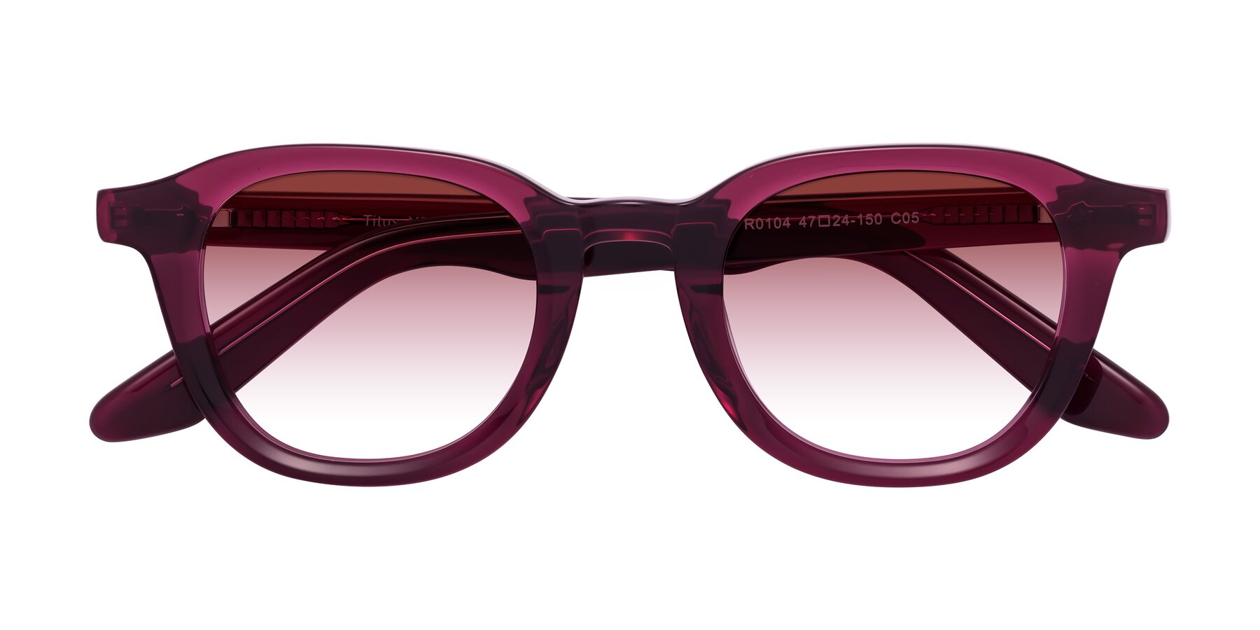 Folded Front of Titus in Wine with Garnet Gradient Lenses