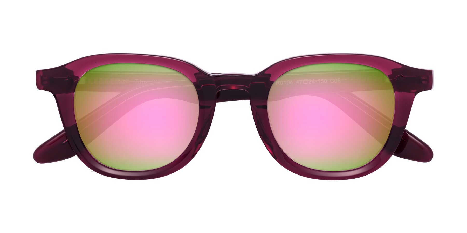 Folded Front of Titus in Wine with Pink Mirrored Lenses