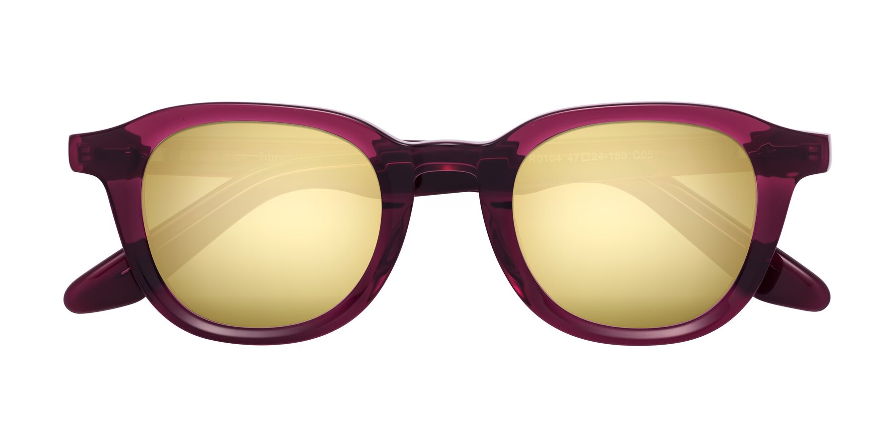 Folded Front of Titus in Wine with Gold Mirrored Lenses