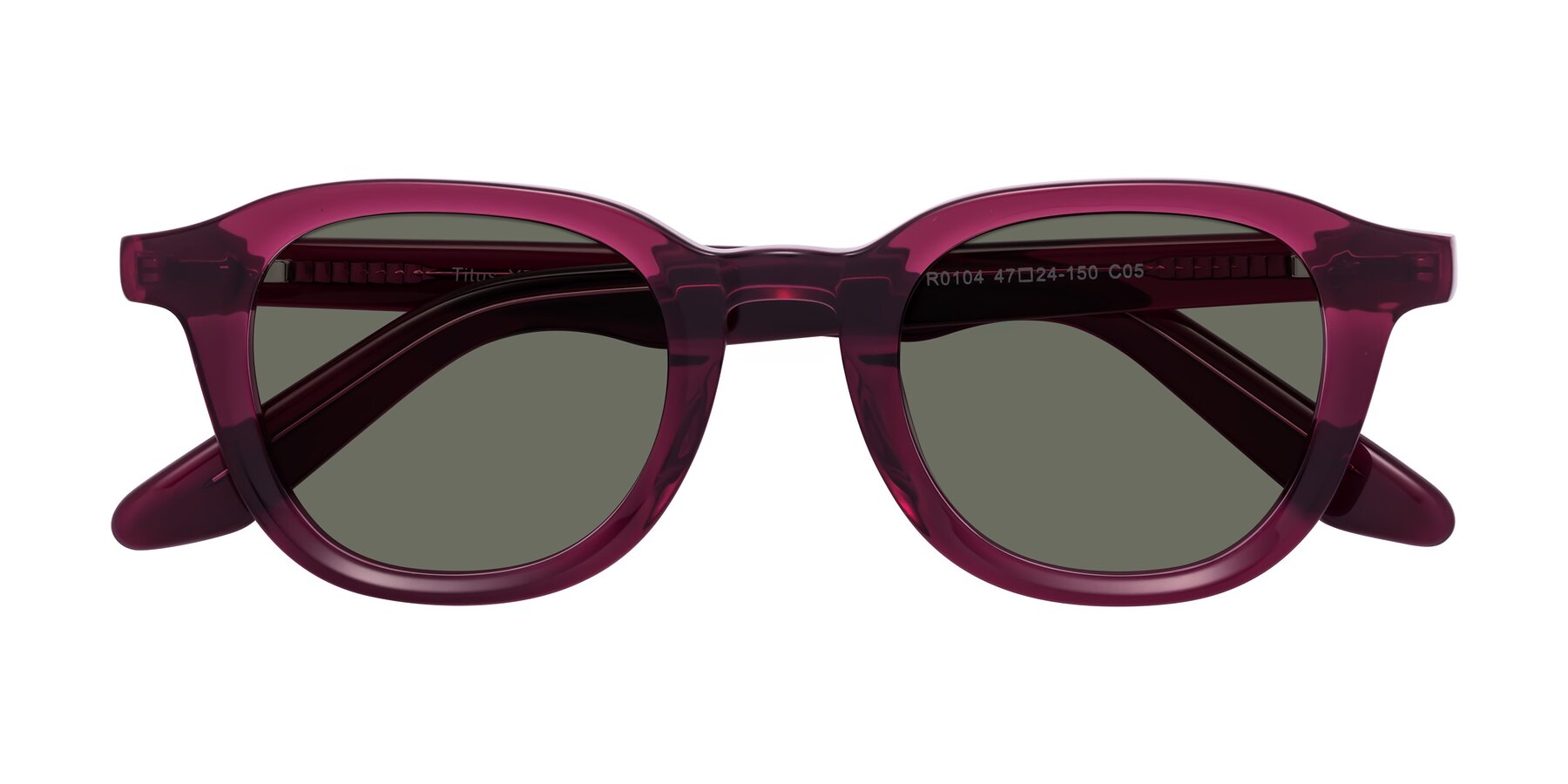 Folded Front of Titus in Wine with Gray Polarized Lenses