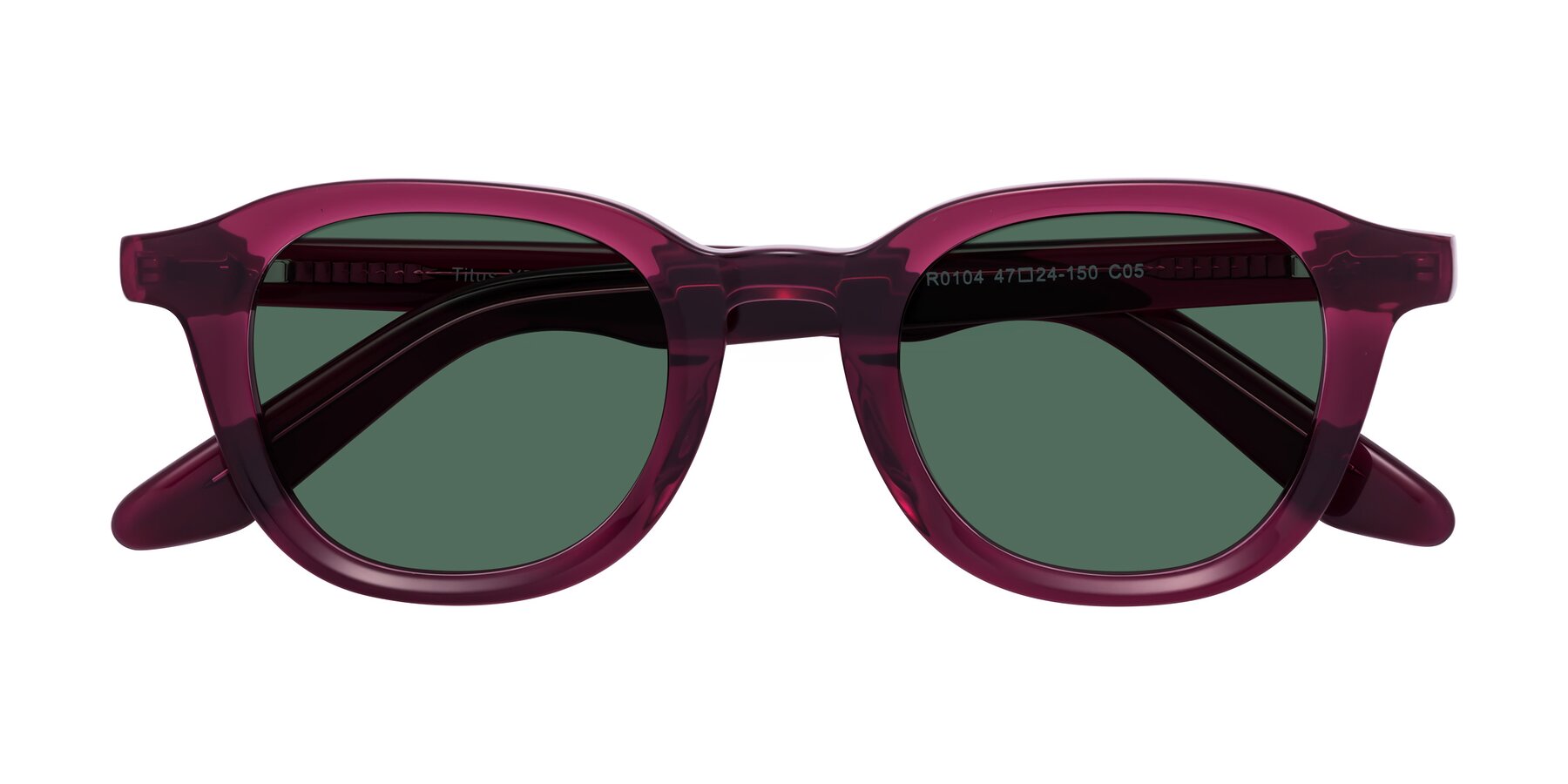 Folded Front of Titus in Wine with Green Polarized Lenses