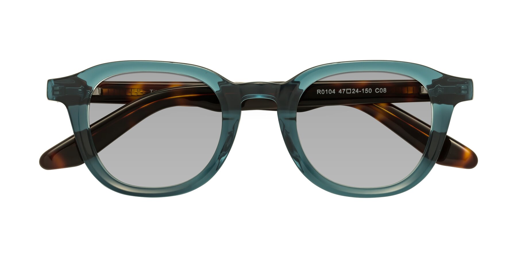 Folded Front of Titus in Peacock-Tortoise with Light Gray Tinted Lenses