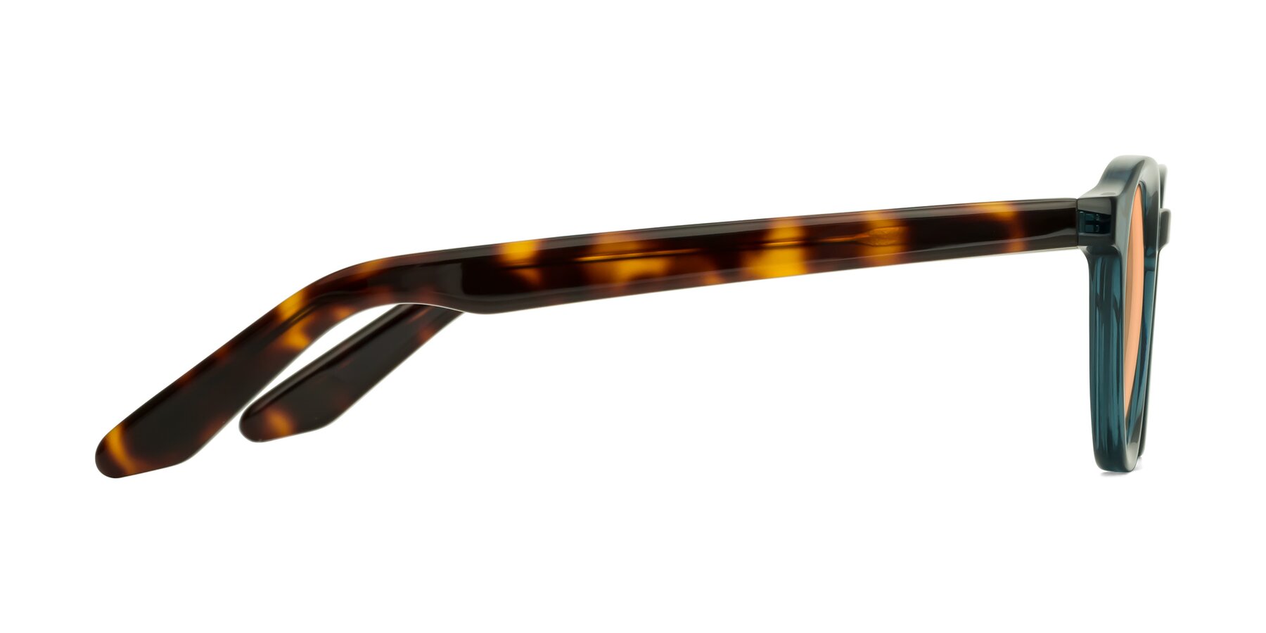 Side of Titus in Peacock-Tortoise with Light Orange Tinted Lenses