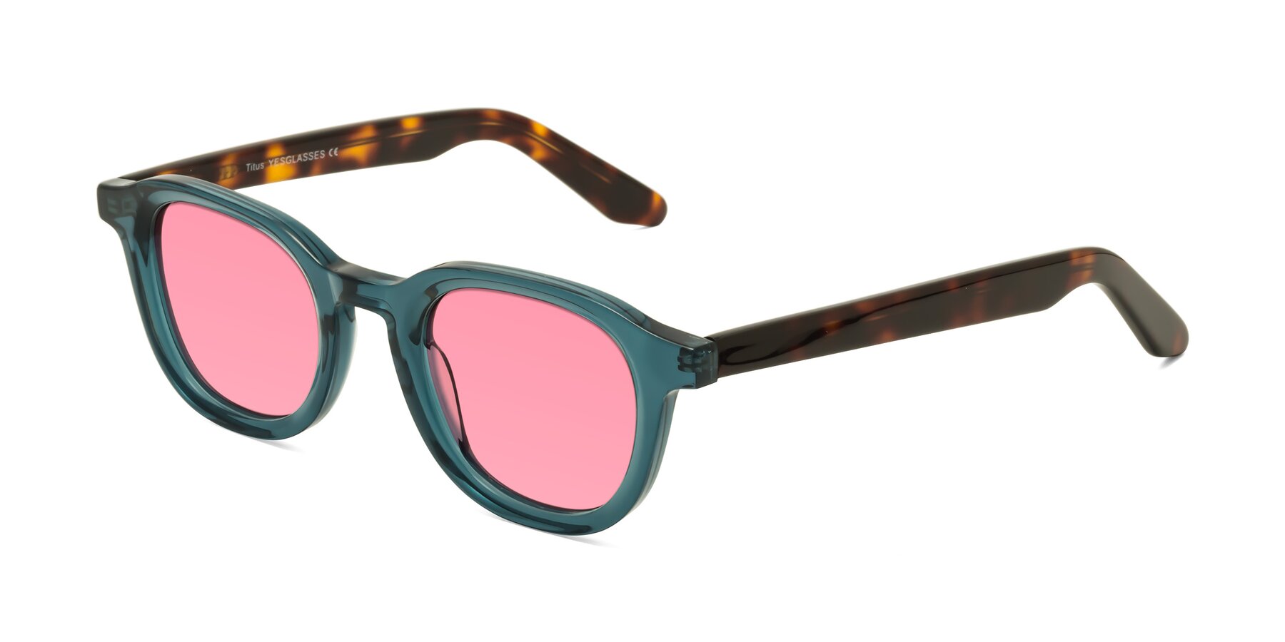 Angle of Titus in Peacock-Tortoise with Pink Tinted Lenses