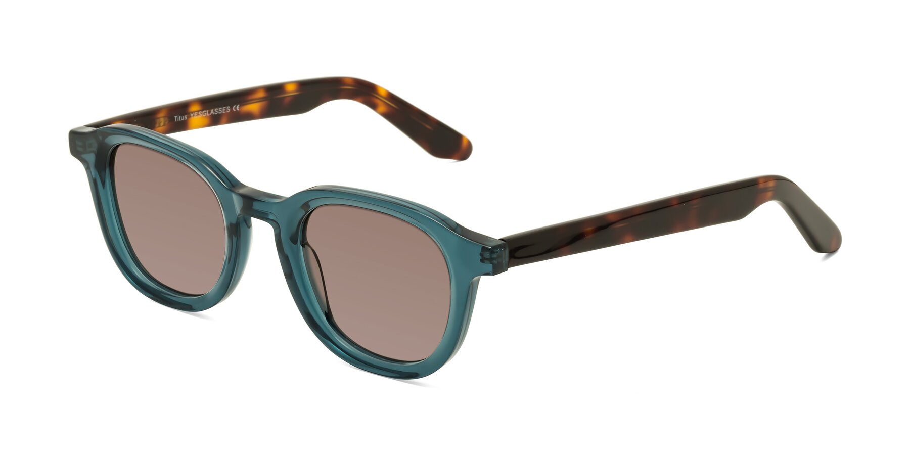 Angle of Titus in Peacock-Tortoise with Medium Brown Tinted Lenses