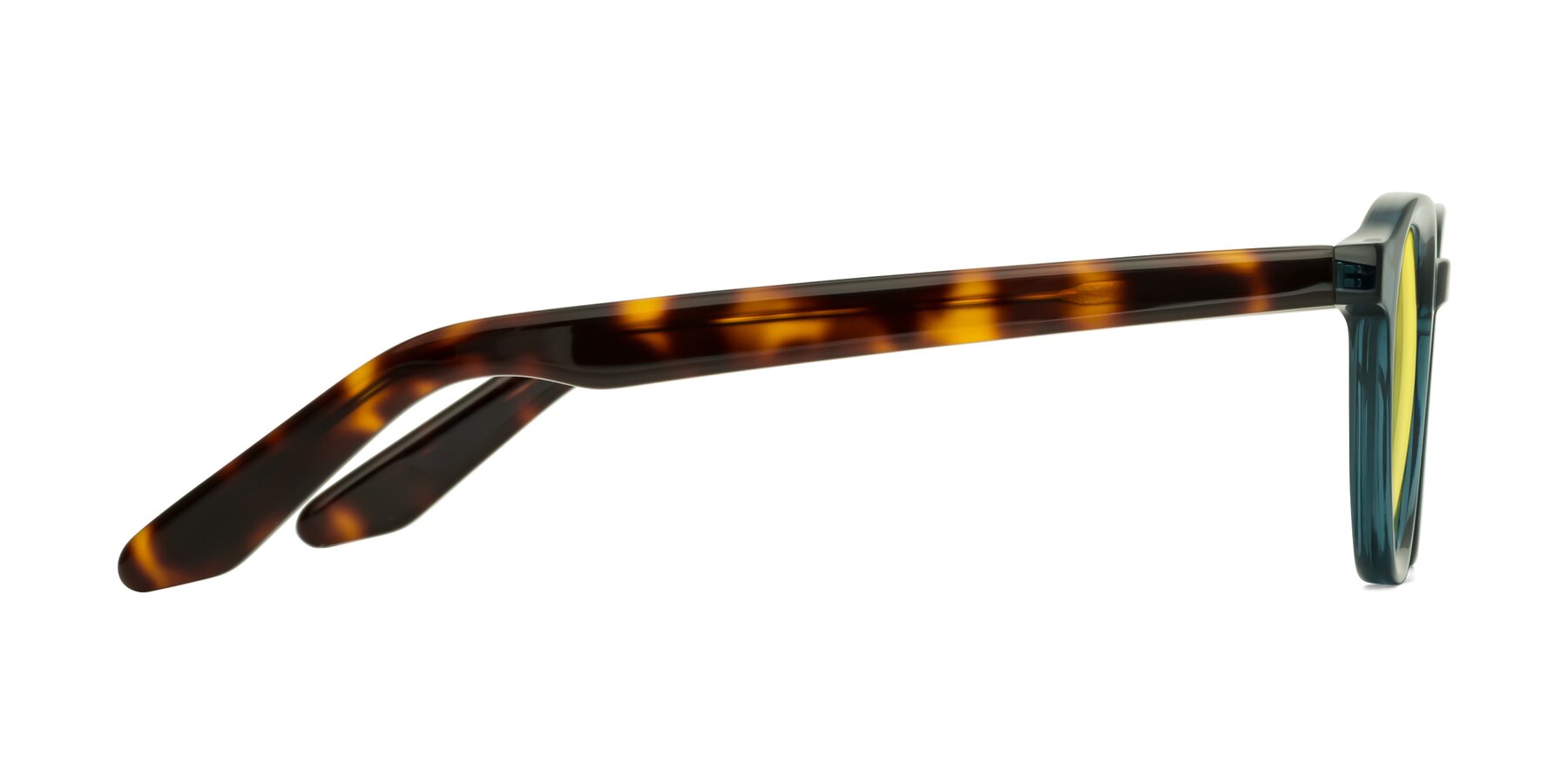 Side of Titus in Peacock-Tortoise with Medium Yellow Tinted Lenses