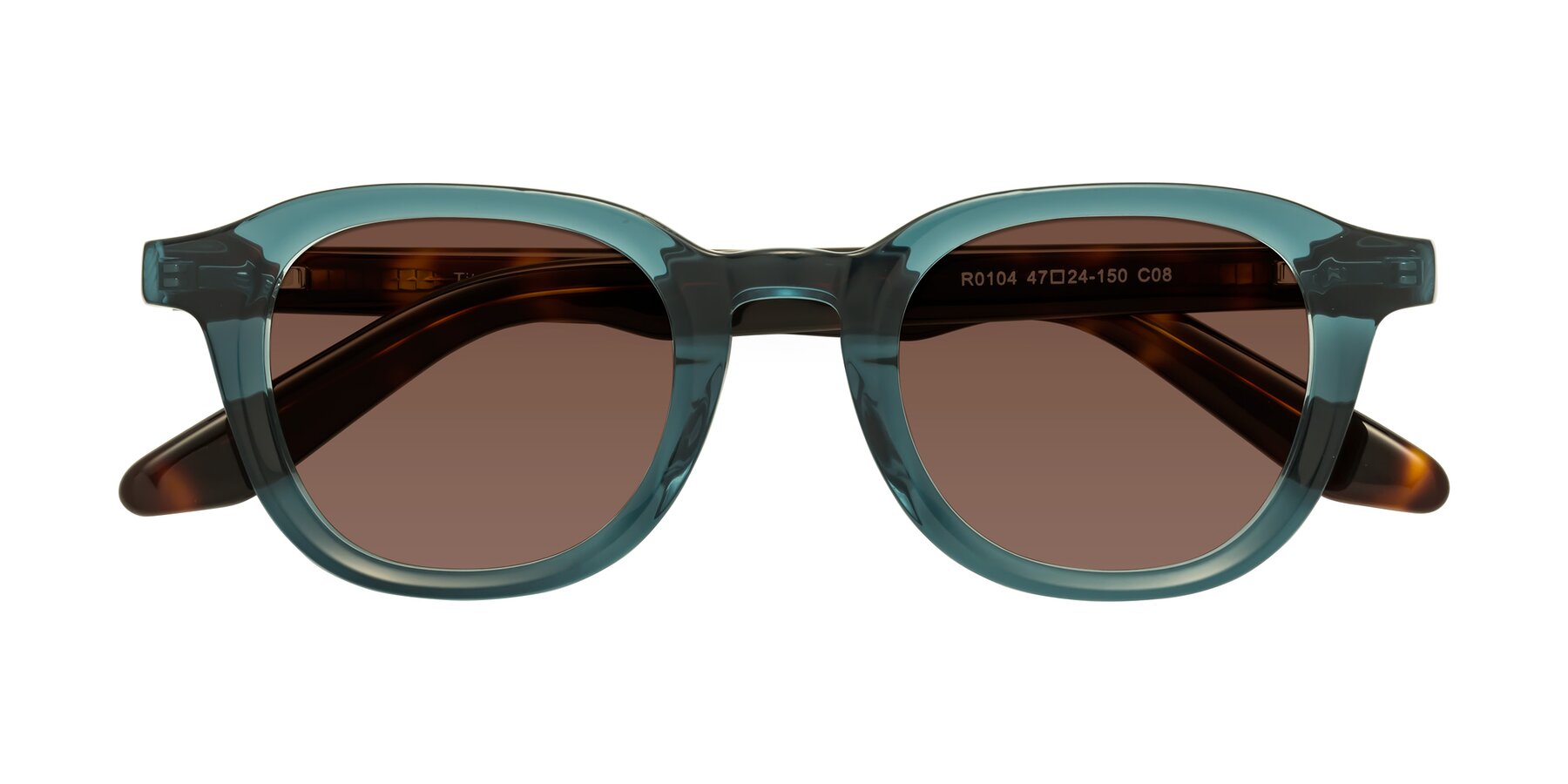 Folded Front of Titus in Peacock-Tortoise with Brown Tinted Lenses