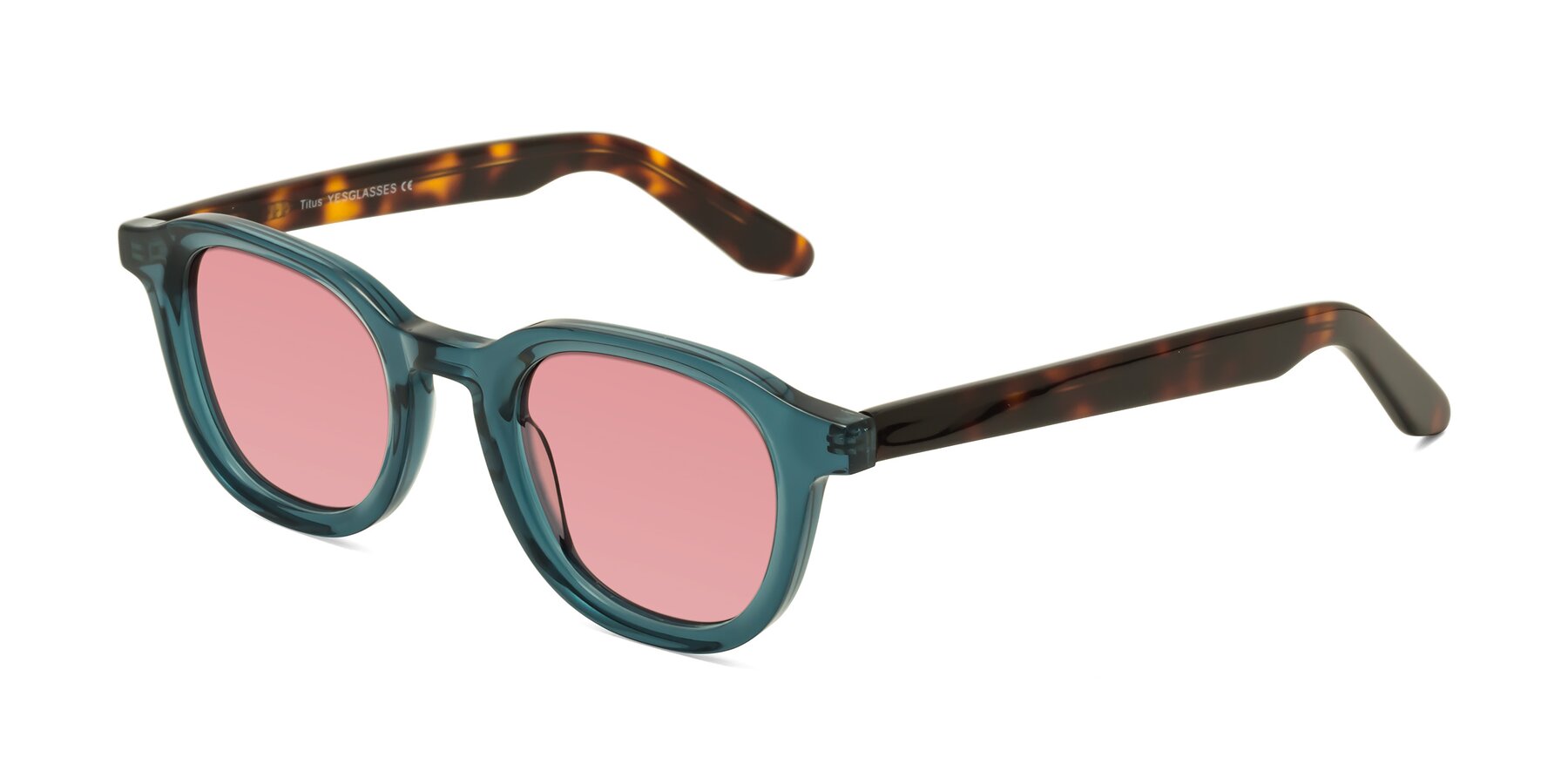 Angle of Titus in Peacock-Tortoise with Medium Garnet Tinted Lenses