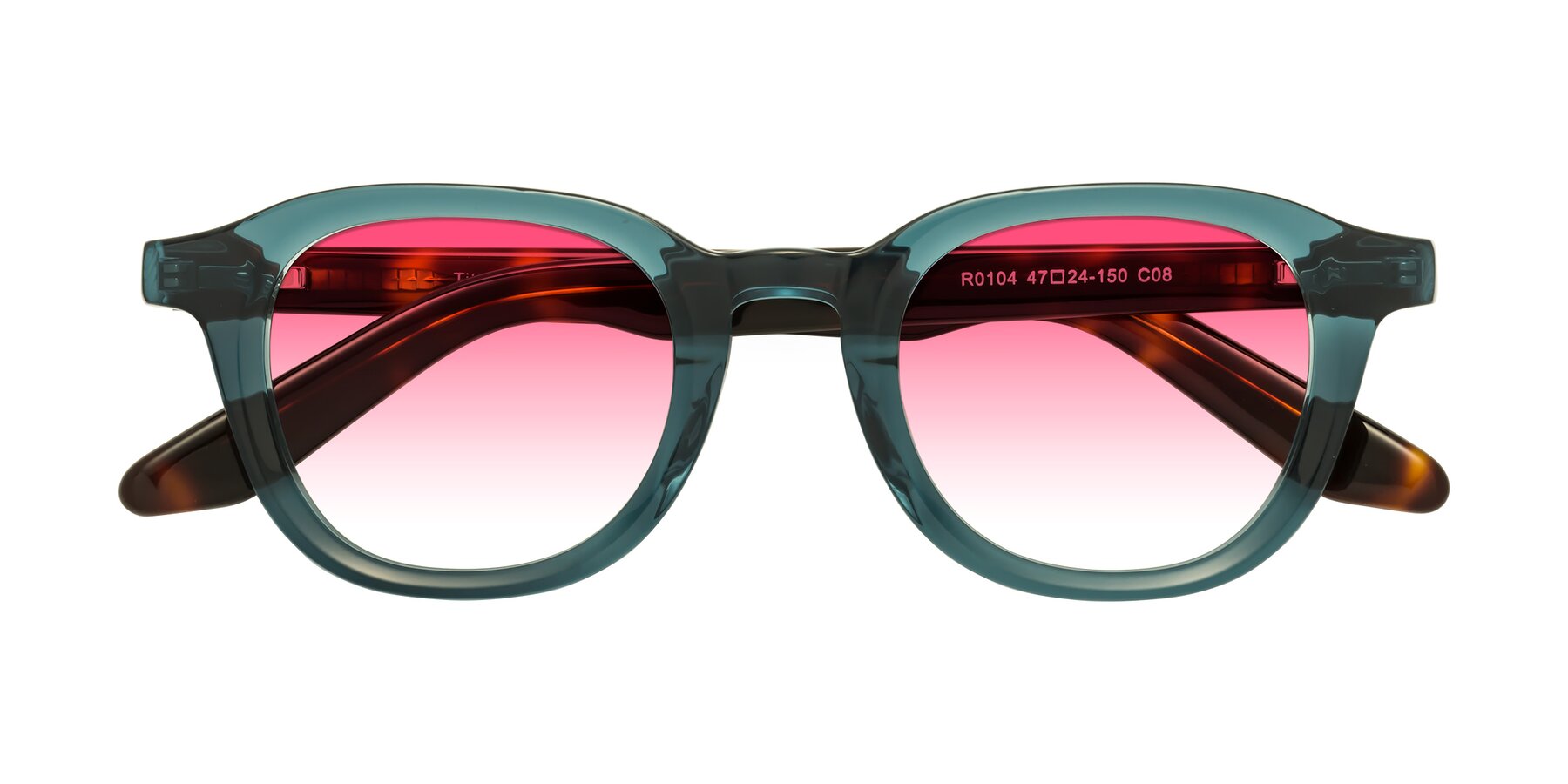 Folded Front of Titus in Peacock-Tortoise with Pink Gradient Lenses