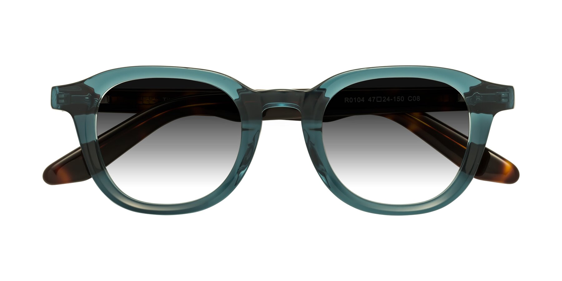 Folded Front of Titus in Peacock-Tortoise with Gray Gradient Lenses