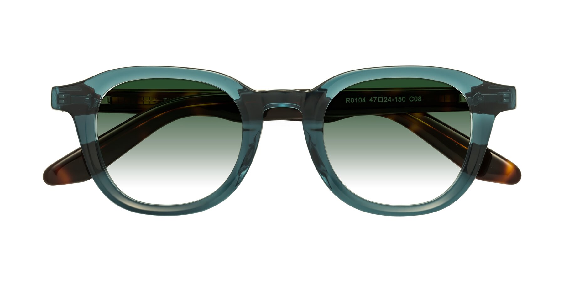 Folded Front of Titus in Peacock-Tortoise with Green Gradient Lenses