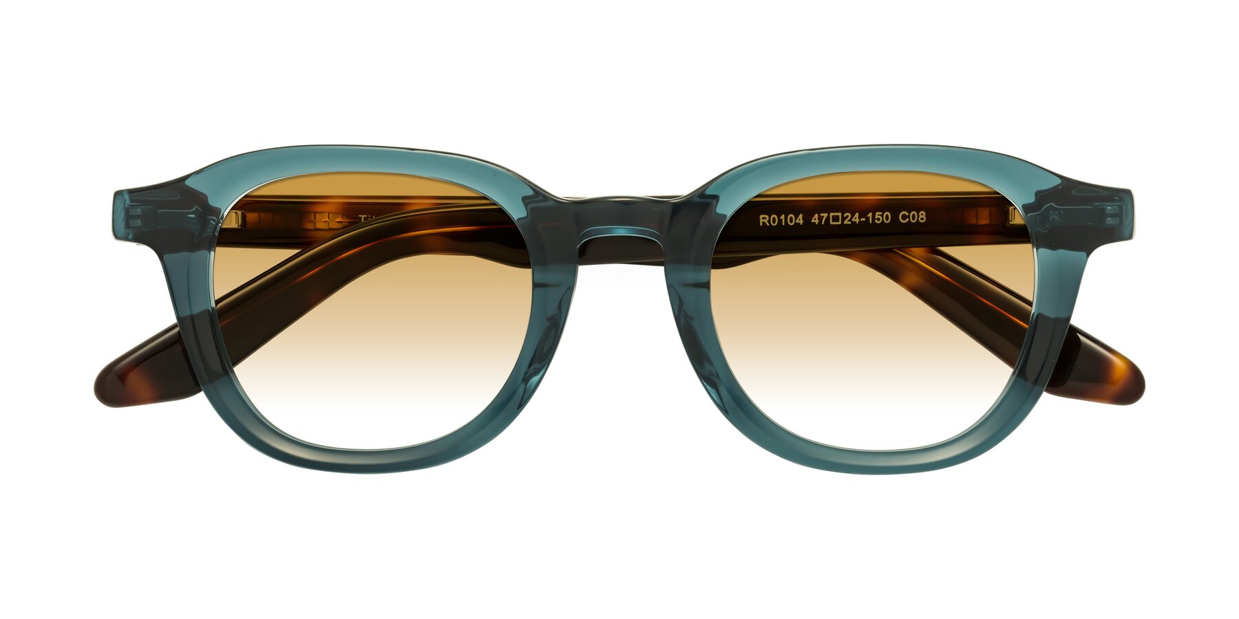 Folded Front of Titus in Peacock-Tortoise with Champagne Gradient Lenses