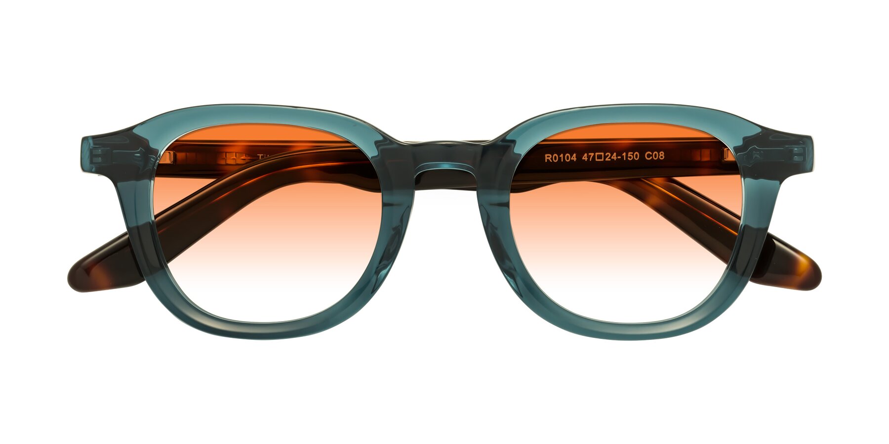 Folded Front of Titus in Peacock-Tortoise with Orange Gradient Lenses