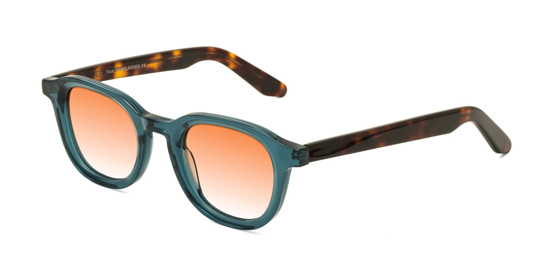 Angle of Titus in Peacock-Tortoise with Orange Gradient Lenses