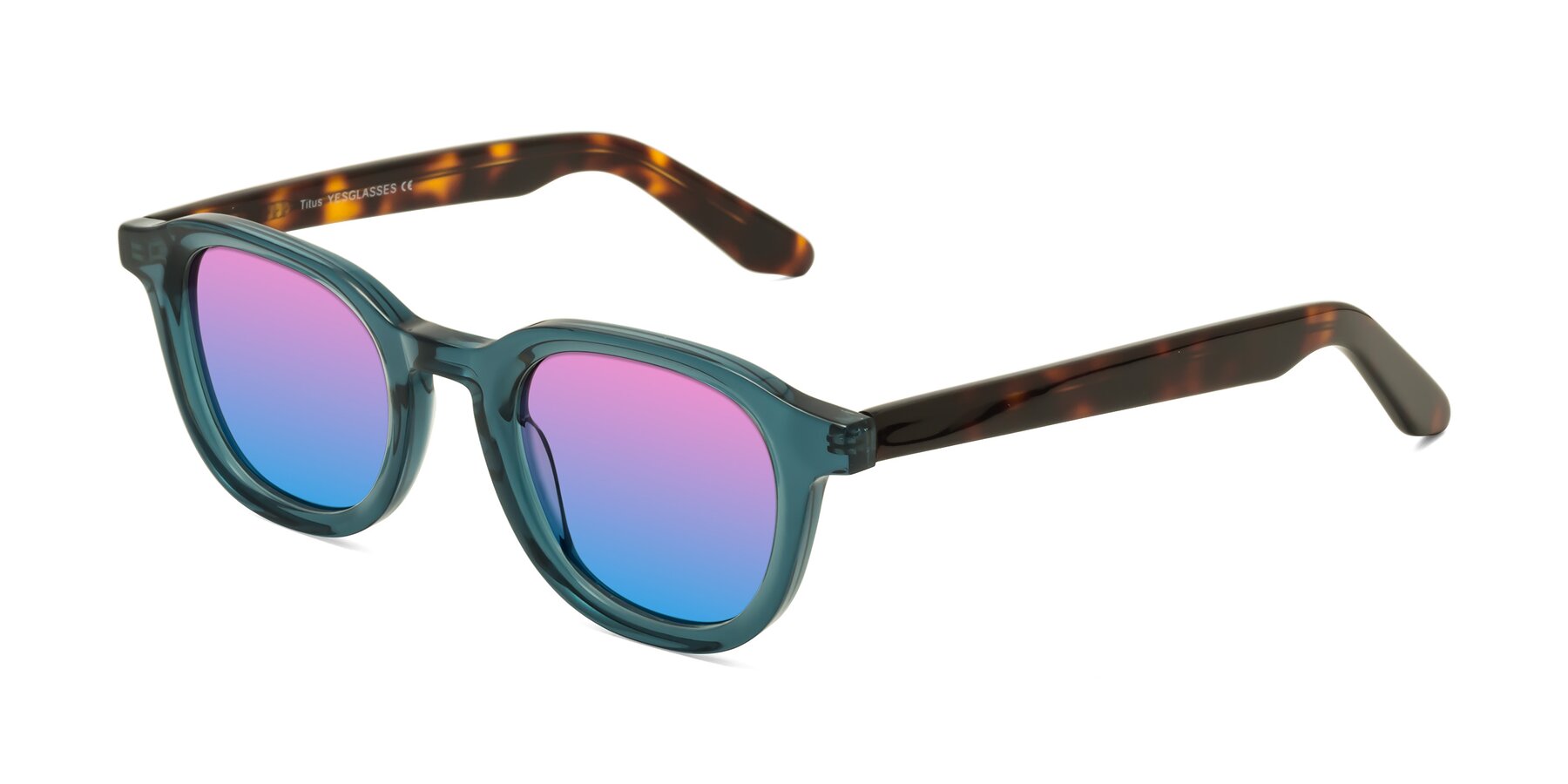 Angle of Titus in Peacock-Tortoise with Pink / Blue Gradient Lenses