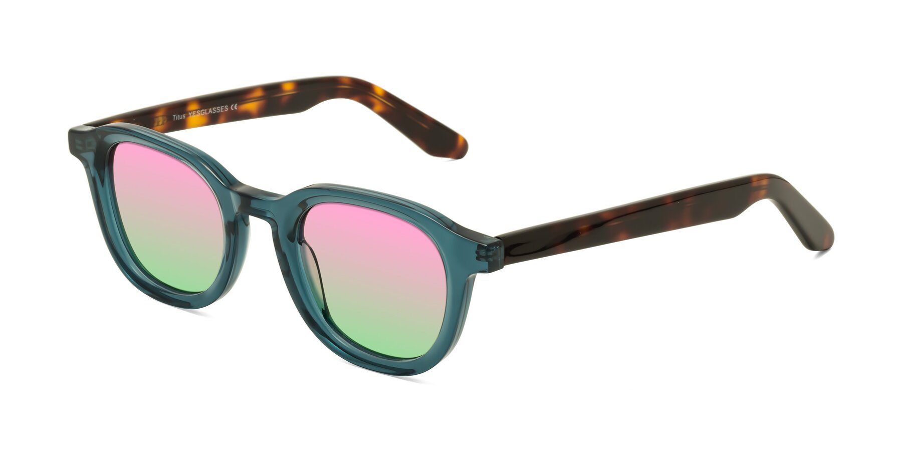 Angle of Titus in Peacock-Tortoise with Pink / Green Gradient Lenses