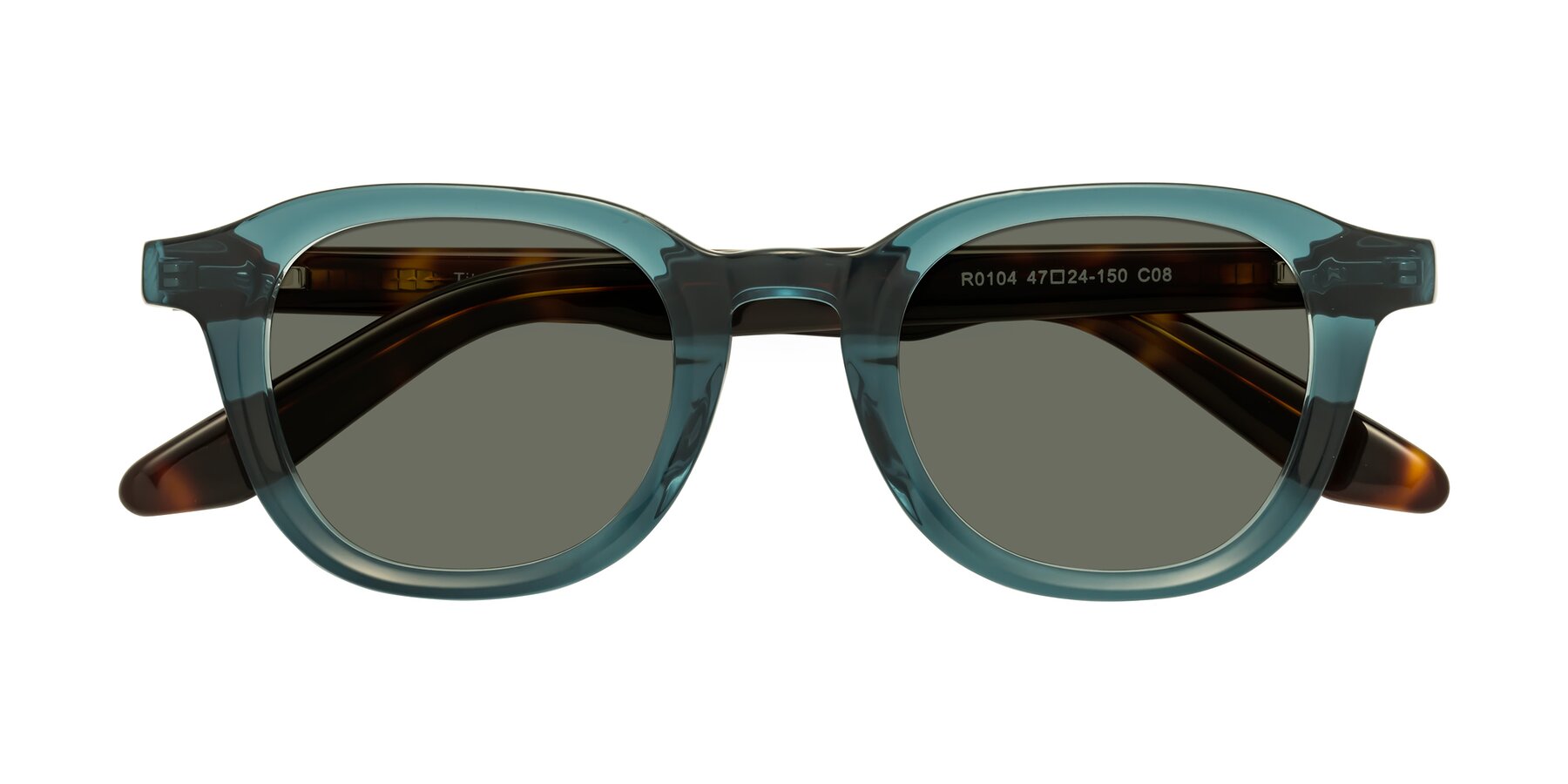 Folded Front of Titus in Peacock-Tortoise with Gray Polarized Lenses