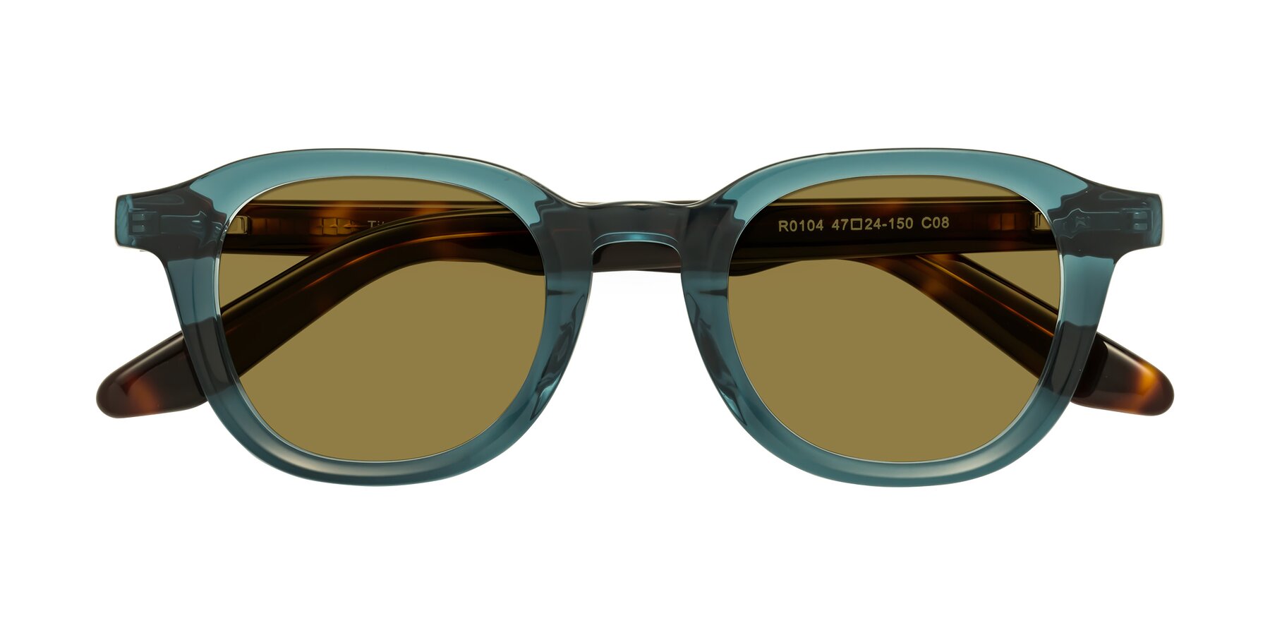 Folded Front of Titus in Peacock-Tortoise with Brown Polarized Lenses