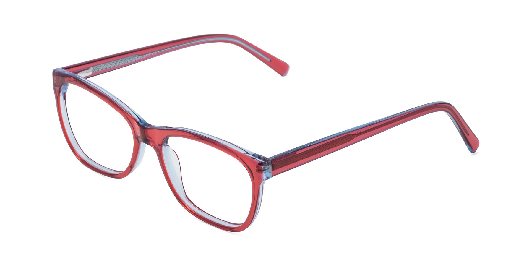 Angle of Peli in Red with Clear Reading Eyeglass Lenses