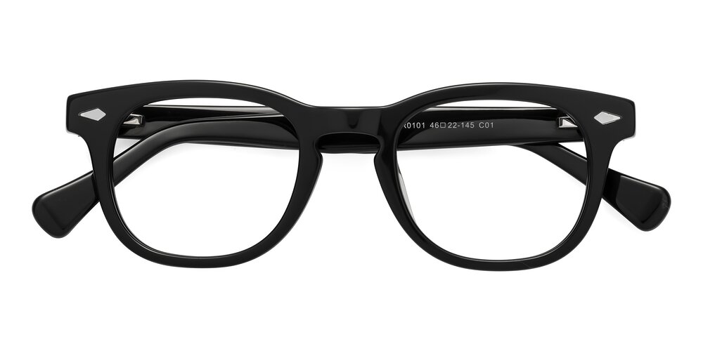Black RetroVintage Keyhole Bridge Acetate Eyeglasses Tanna
