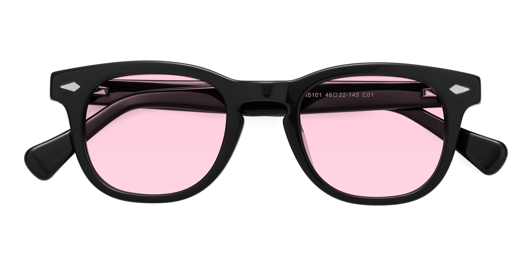 Folded Front of Tanna in Black with Light Pink Tinted Lenses