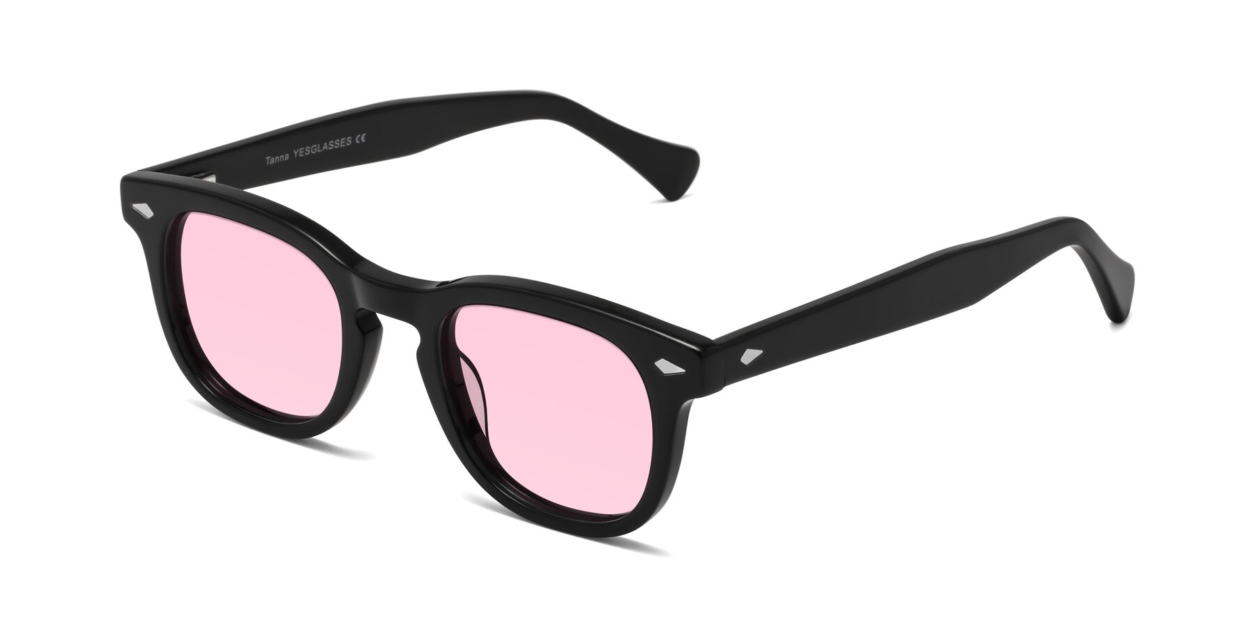 Angle of Tanna in Black with Light Pink Tinted Lenses