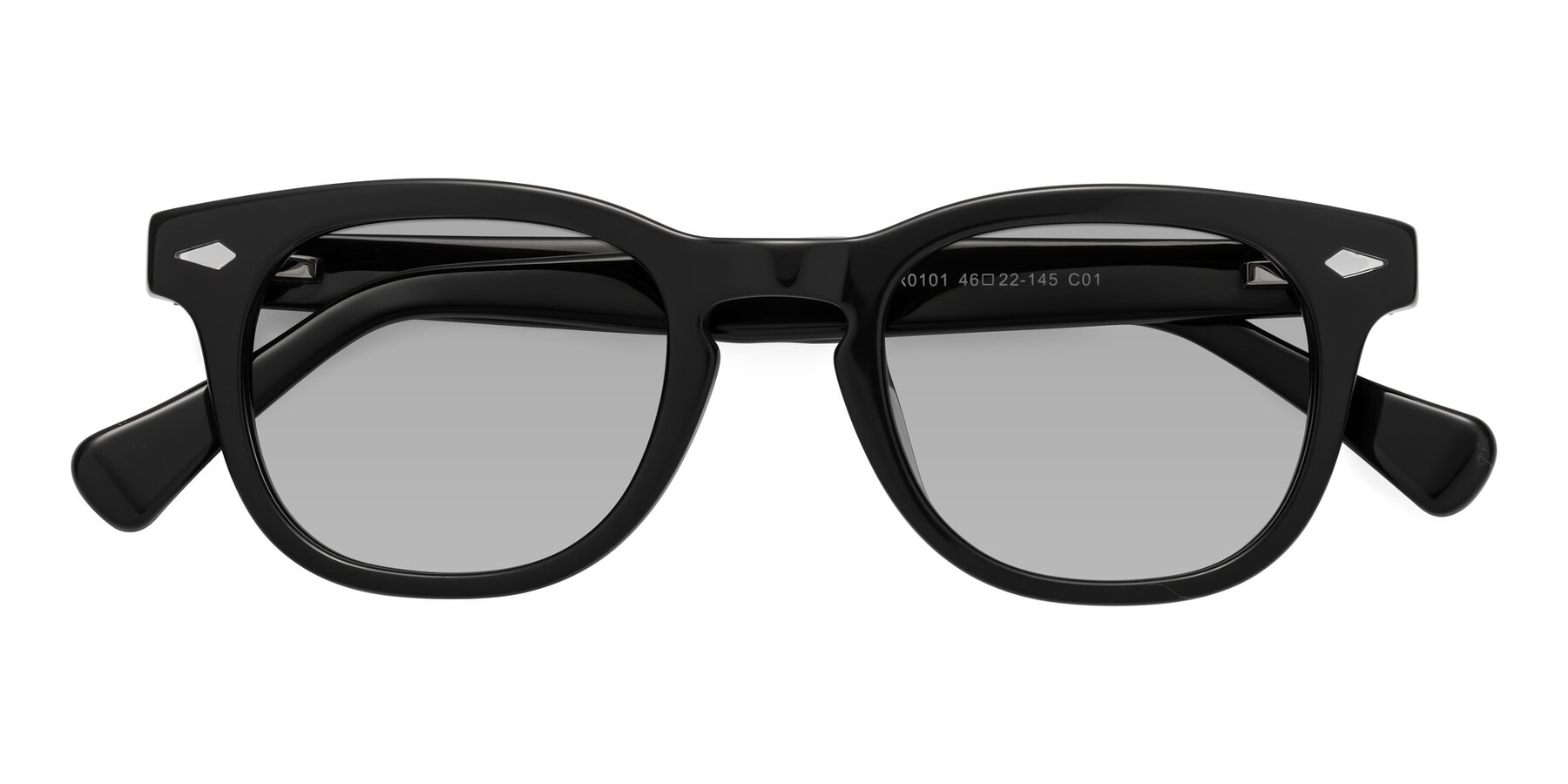 Folded Front of Tanna in Black with Light Gray Tinted Lenses