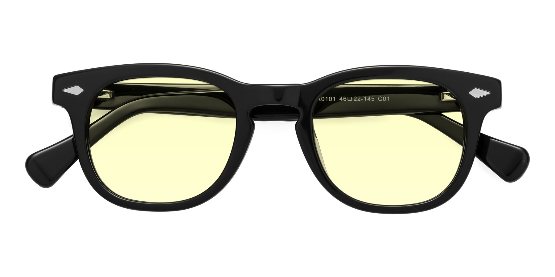 Folded Front of Tanna in Black with Light Yellow Tinted Lenses