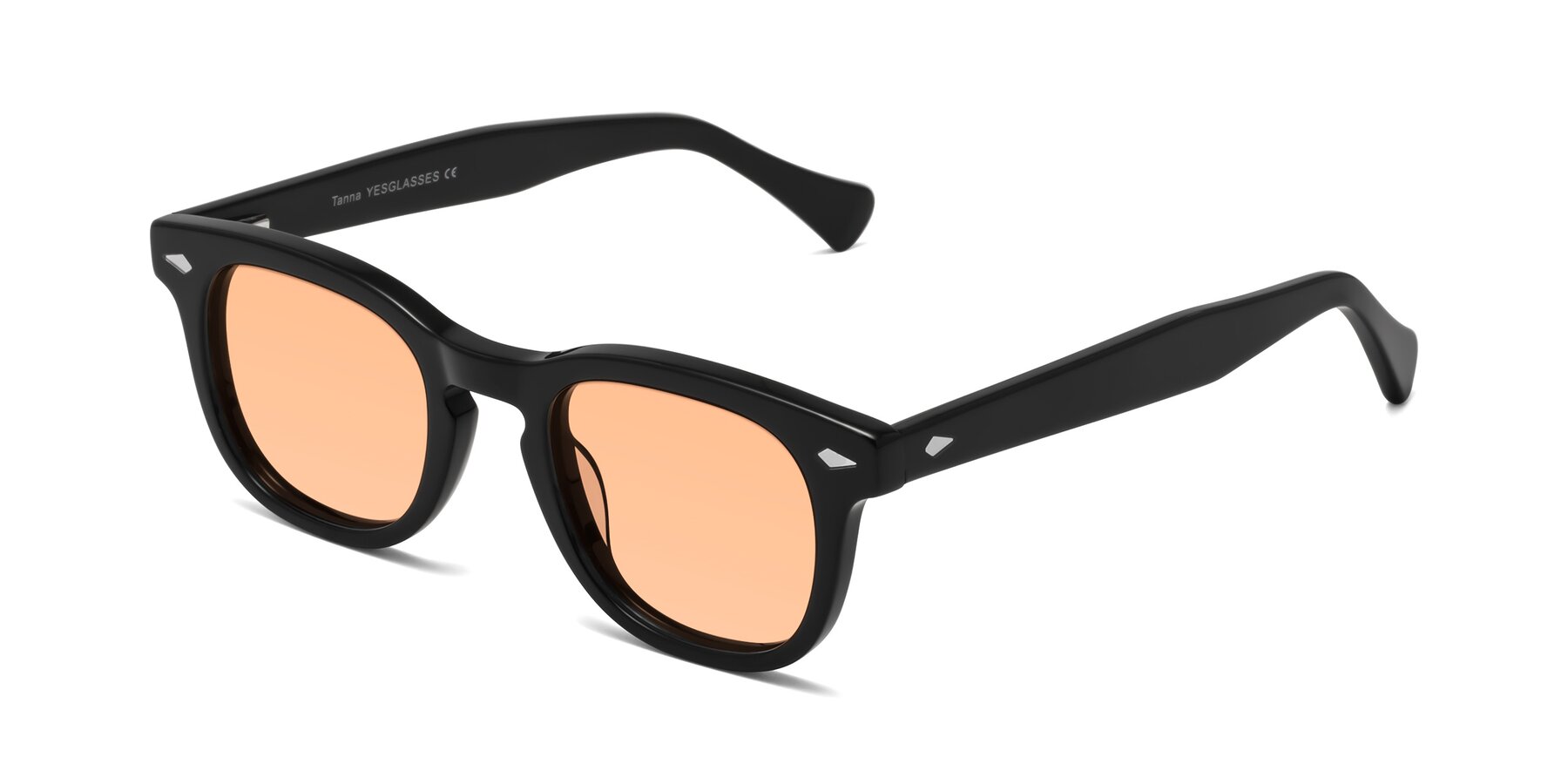 Angle of Tanna in Black with Light Orange Tinted Lenses