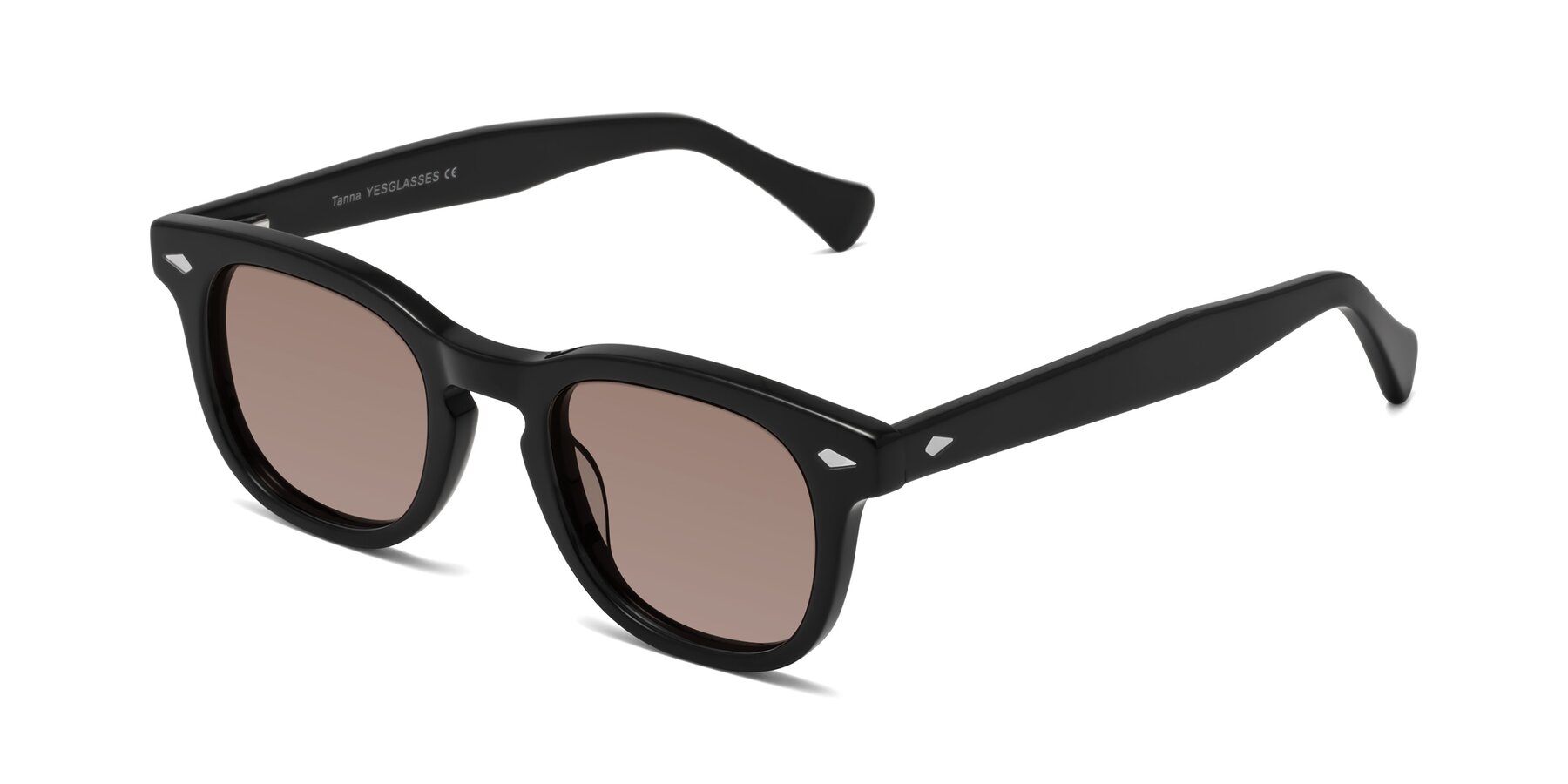 Angle of Tanna in Black with Medium Brown Tinted Lenses