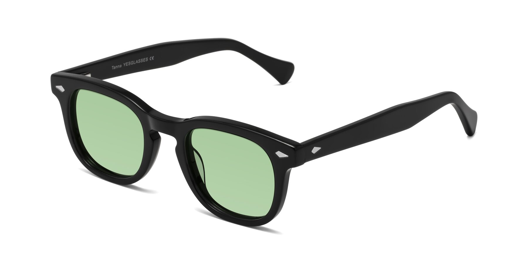 Angle of Tanna in Black with Medium Green Tinted Lenses