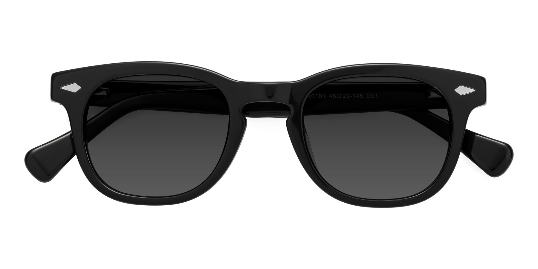Folded Front of Tanna in Black with Gray Tinted Lenses