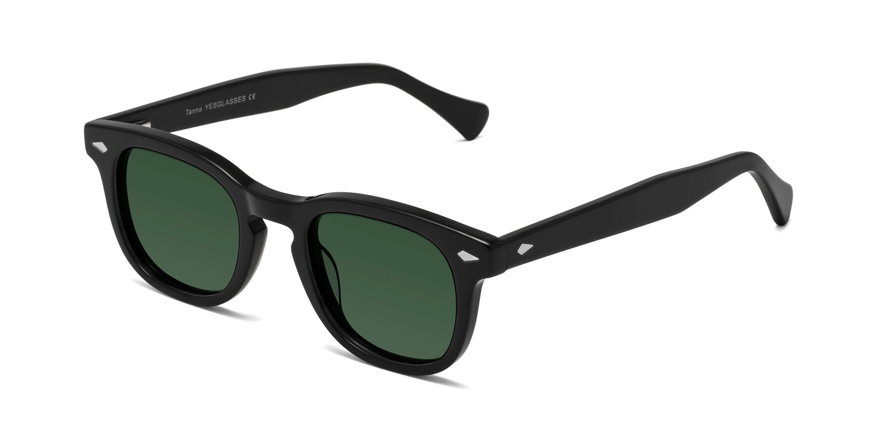 Angle of Tanna in Black with Green Tinted Lenses