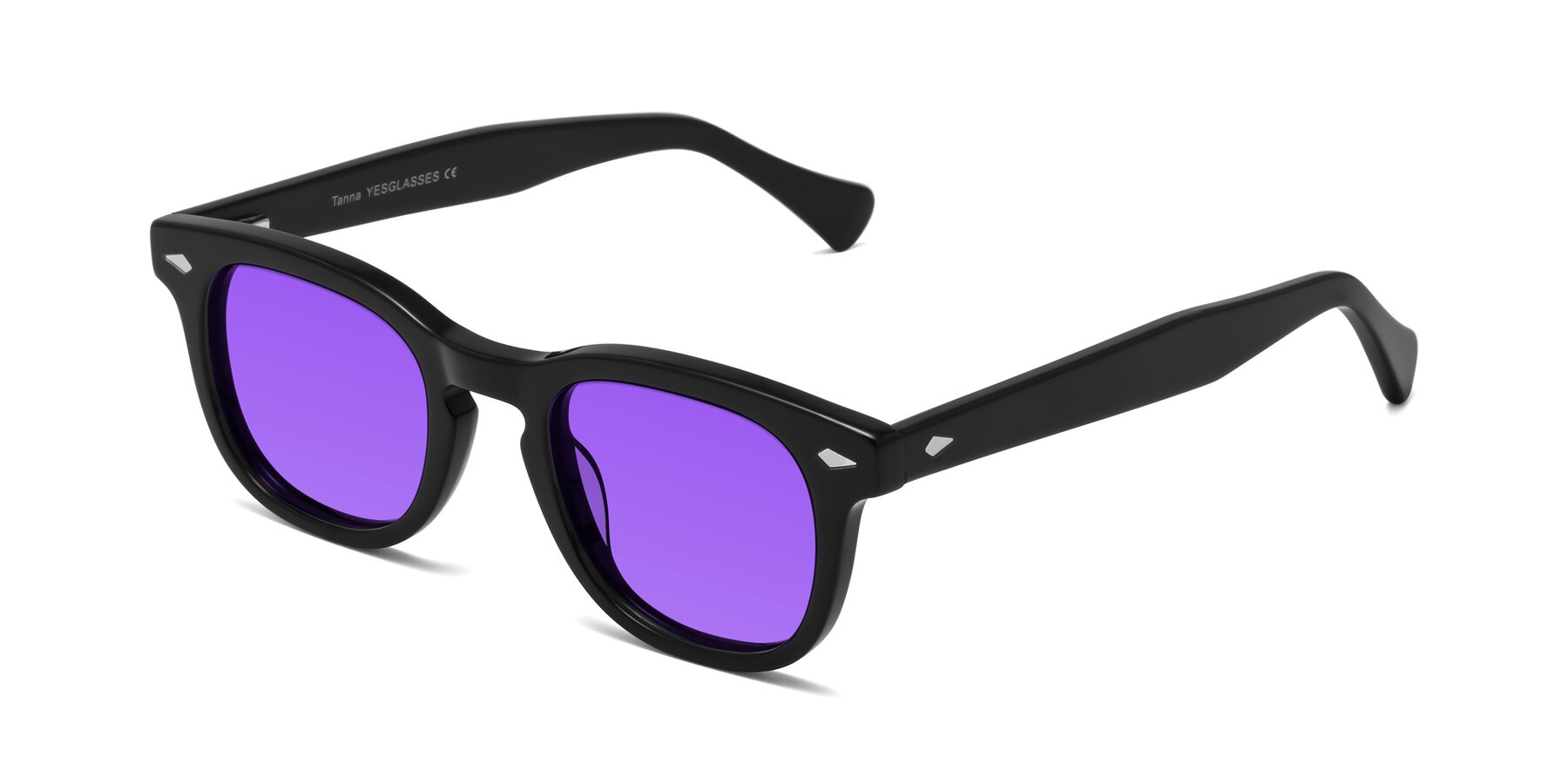 Angle of Tanna in Black with Purple Tinted Lenses