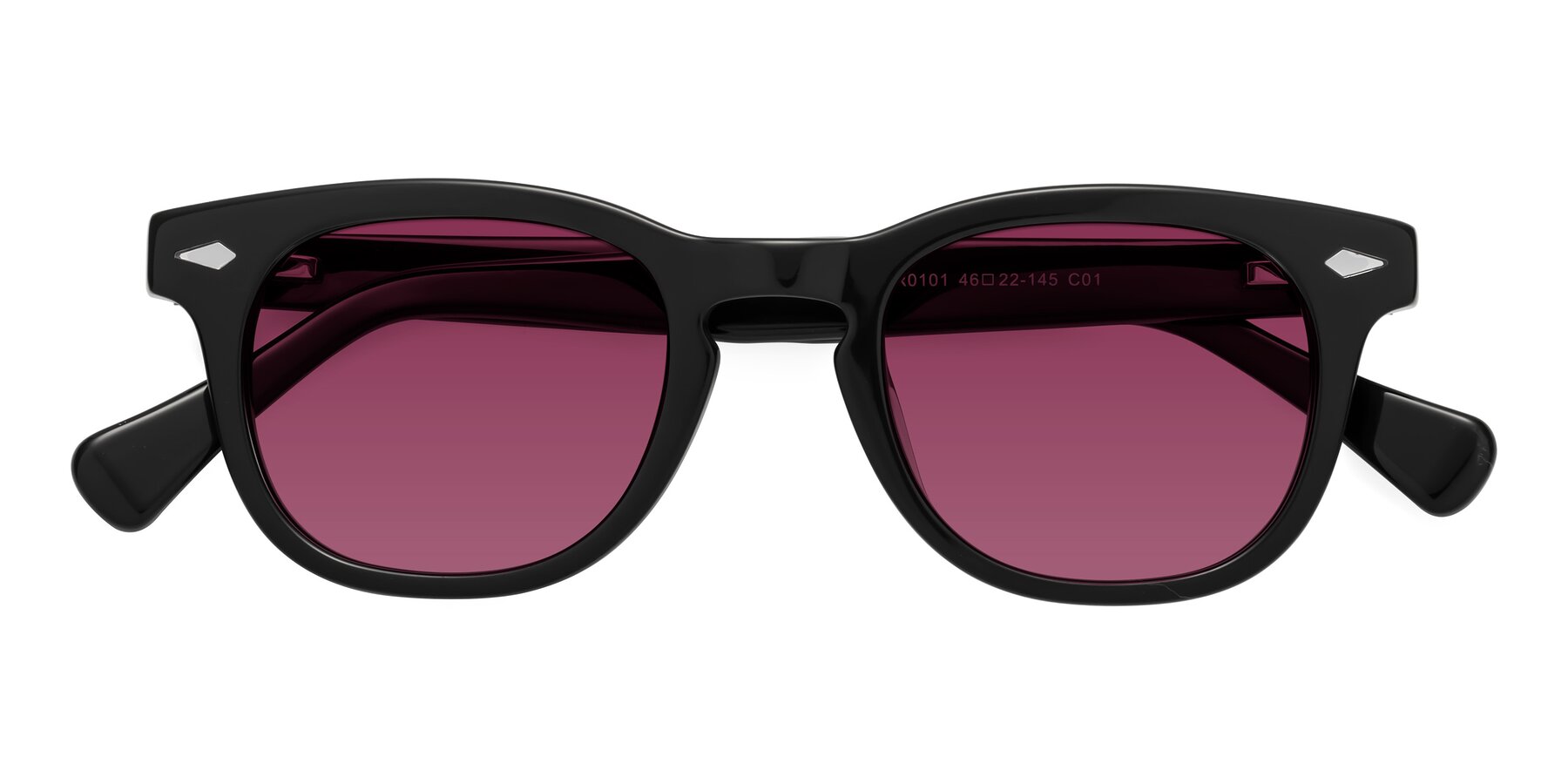 Folded Front of Tanna in Black with Wine Tinted Lenses