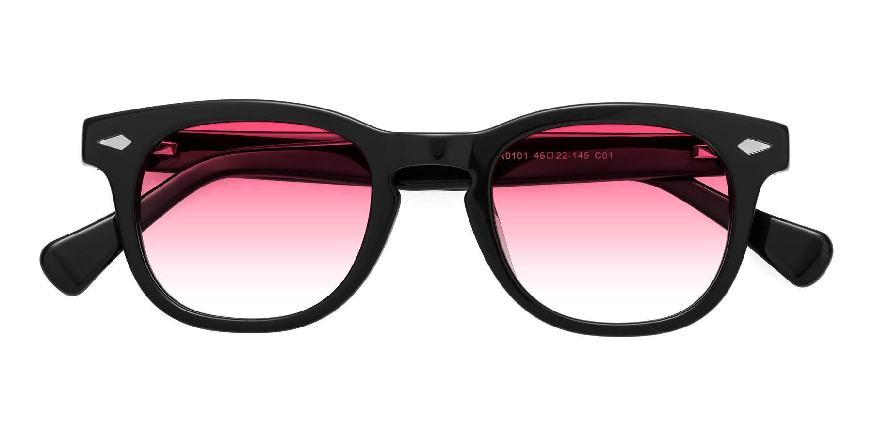 Folded Front of Tanna in Black with Pink Gradient Lenses