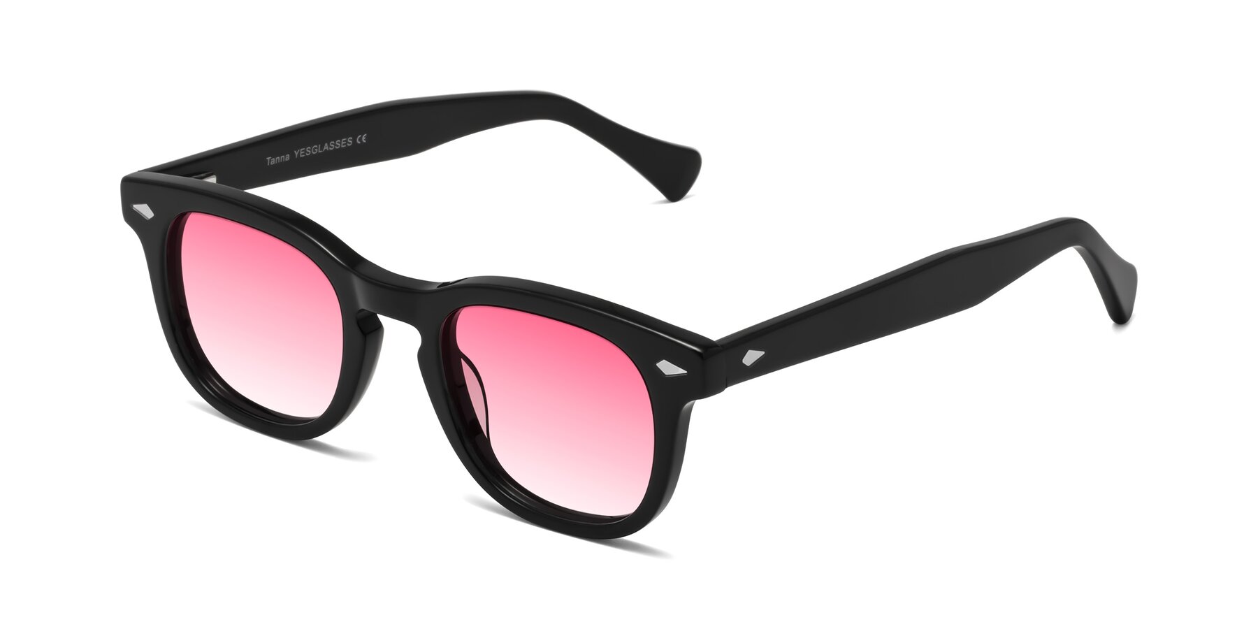 Angle of Tanna in Black with Pink Gradient Lenses