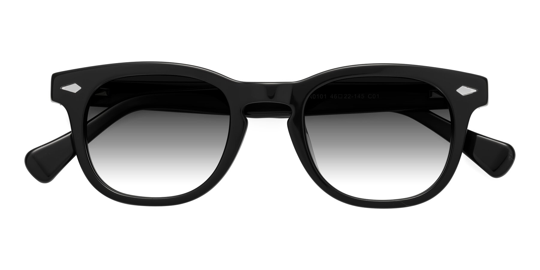 Folded Front of Tanna in Black with Gray Gradient Lenses