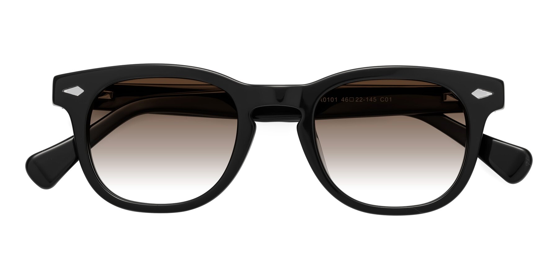 Folded Front of Tanna in Black with Brown Gradient Lenses