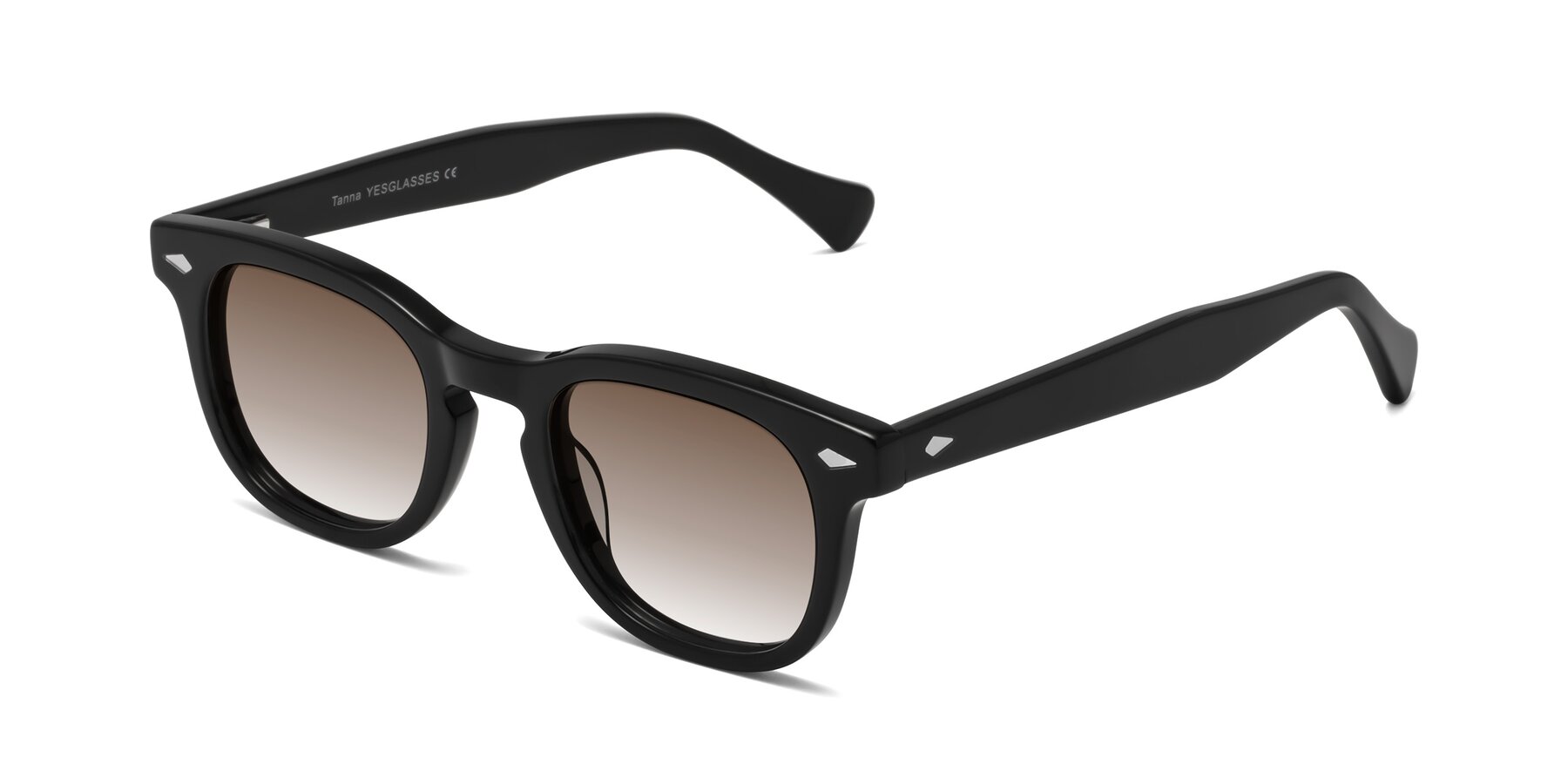 Angle of Tanna in Black with Brown Gradient Lenses