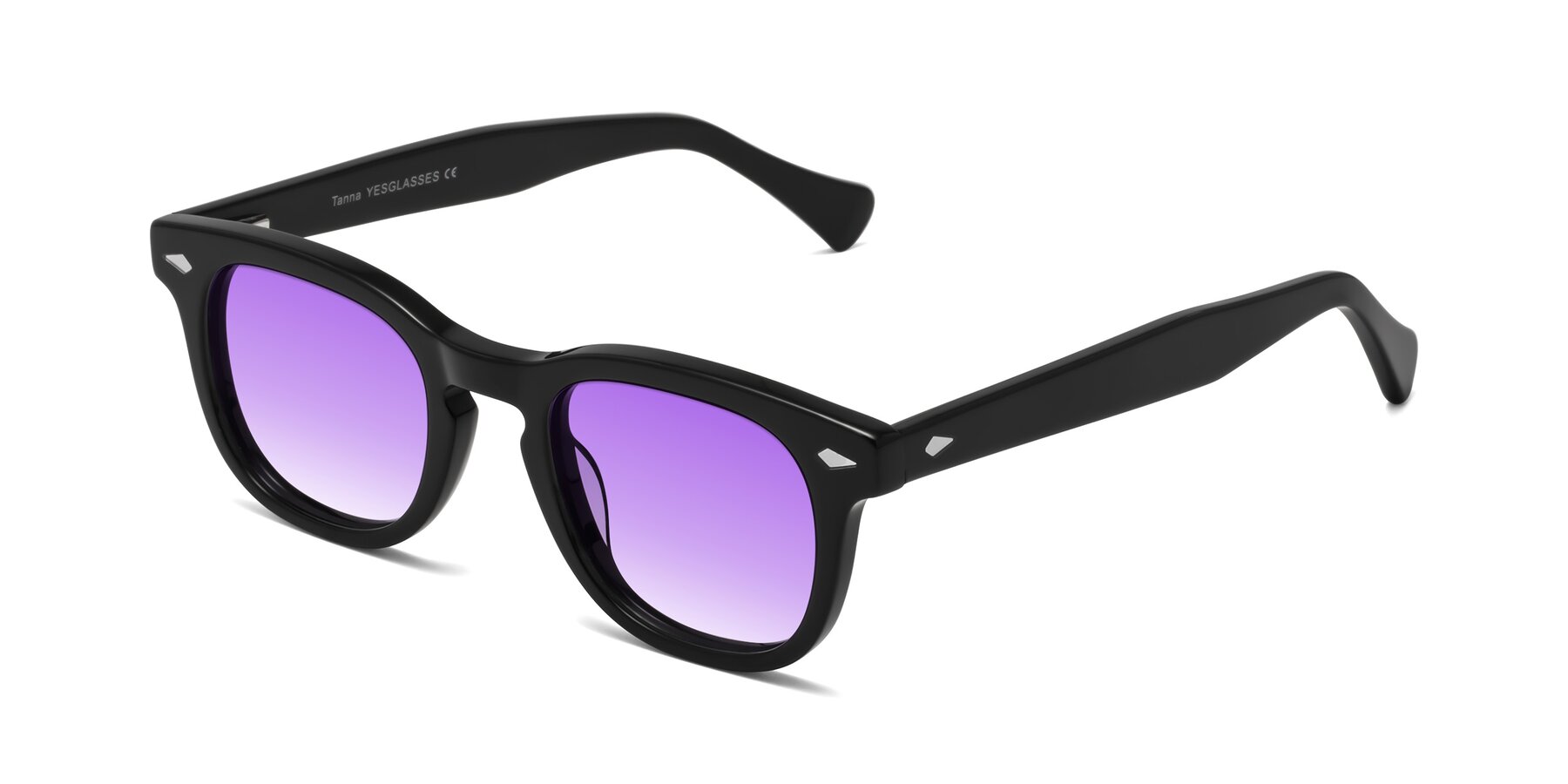 Angle of Tanna in Black with Purple Gradient Lenses