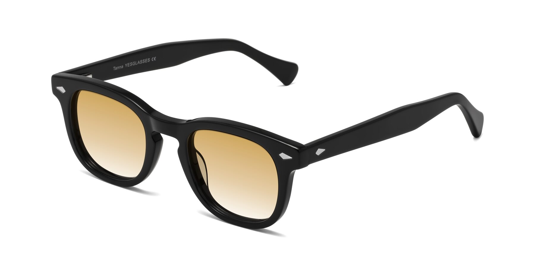 Angle of Tanna in Black with Champagne Gradient Lenses