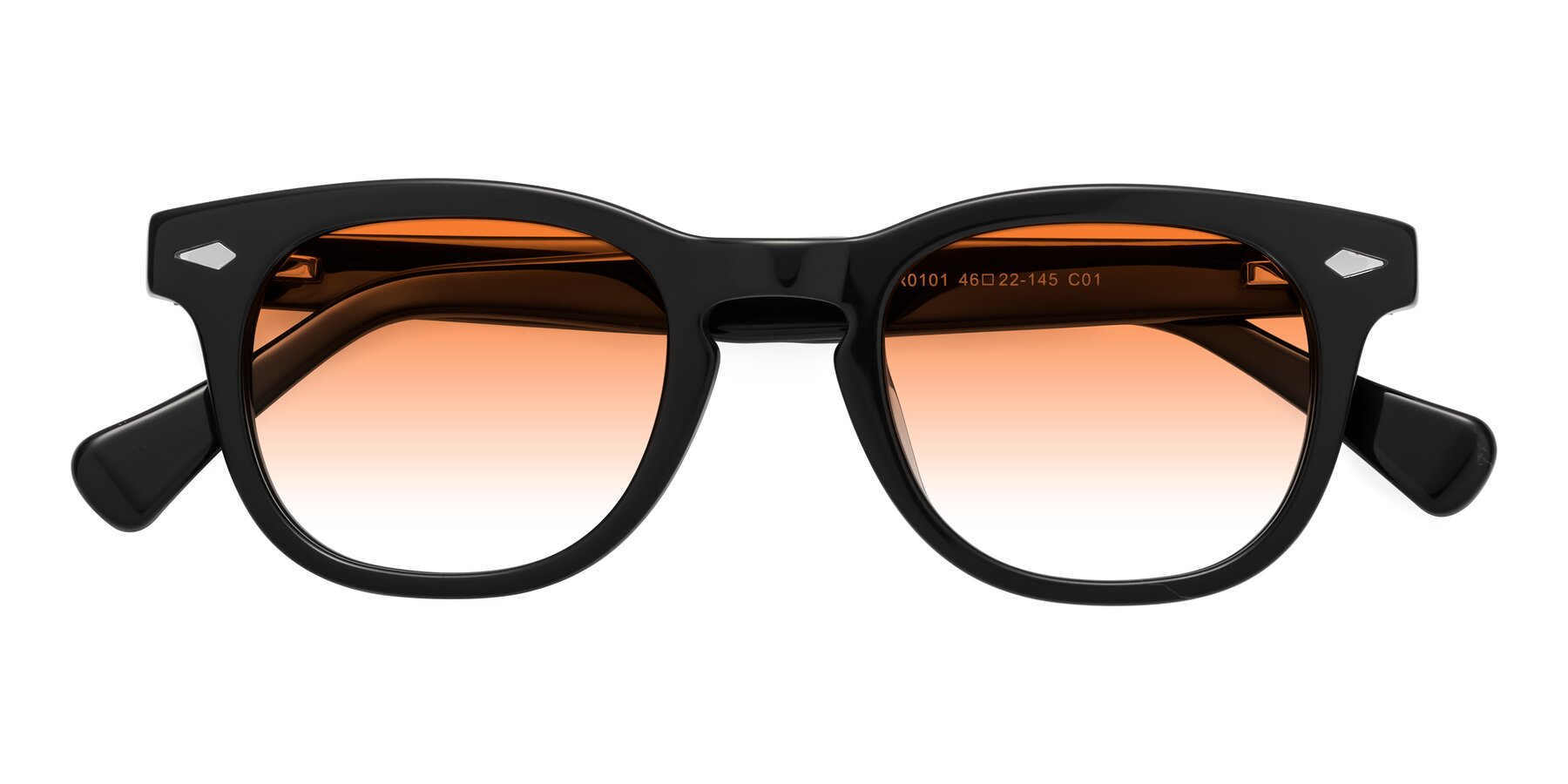 Folded Front of Tanna in Black with Orange Gradient Lenses