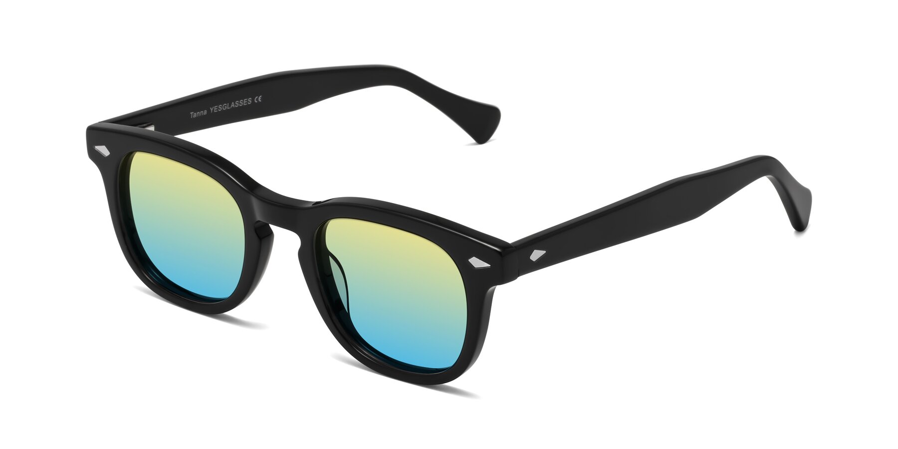 Angle of Tanna in Black with Yellow / Blue Gradient Lenses