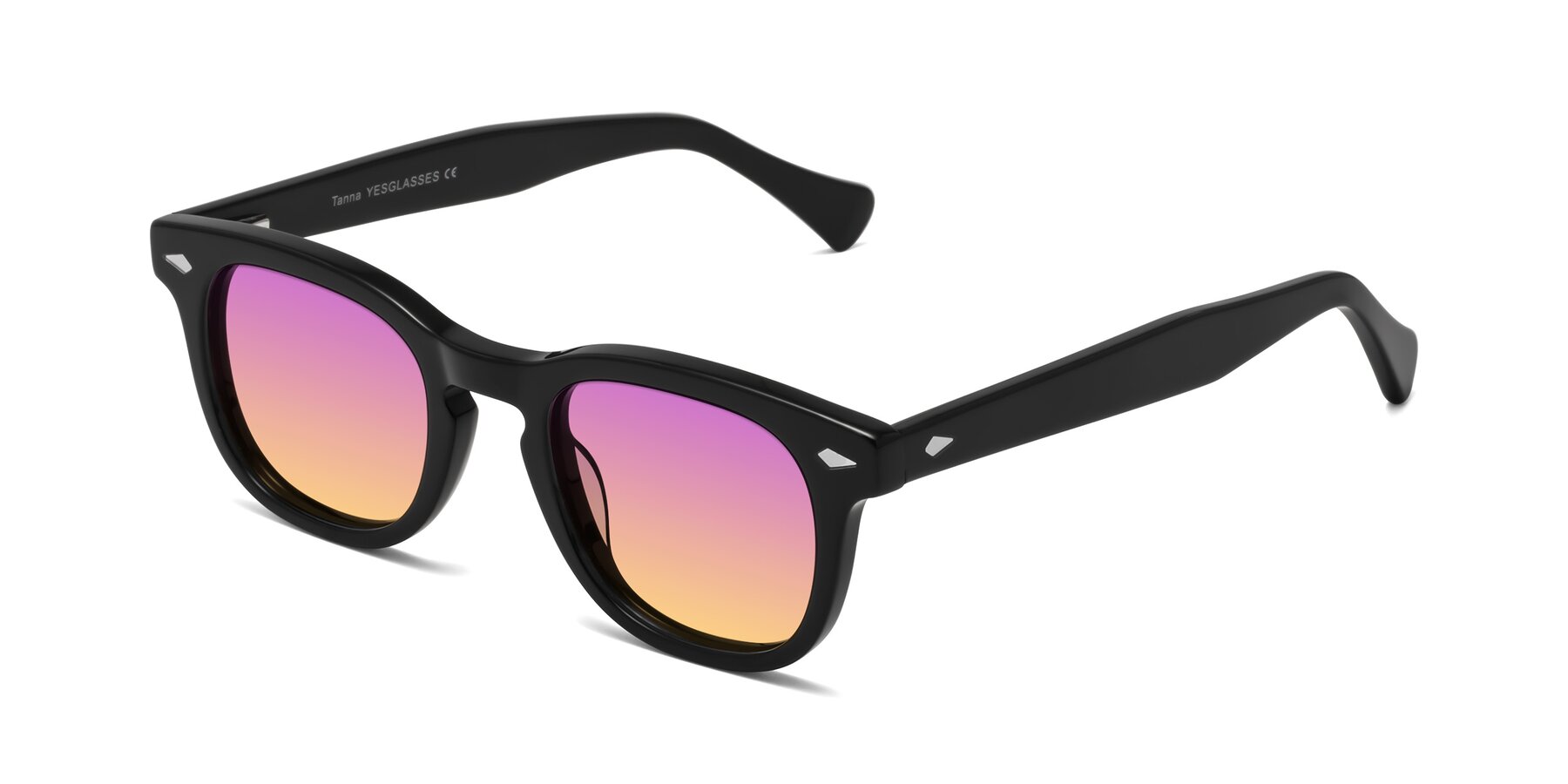 Angle of Tanna in Black with Purple / Yellow Gradient Lenses