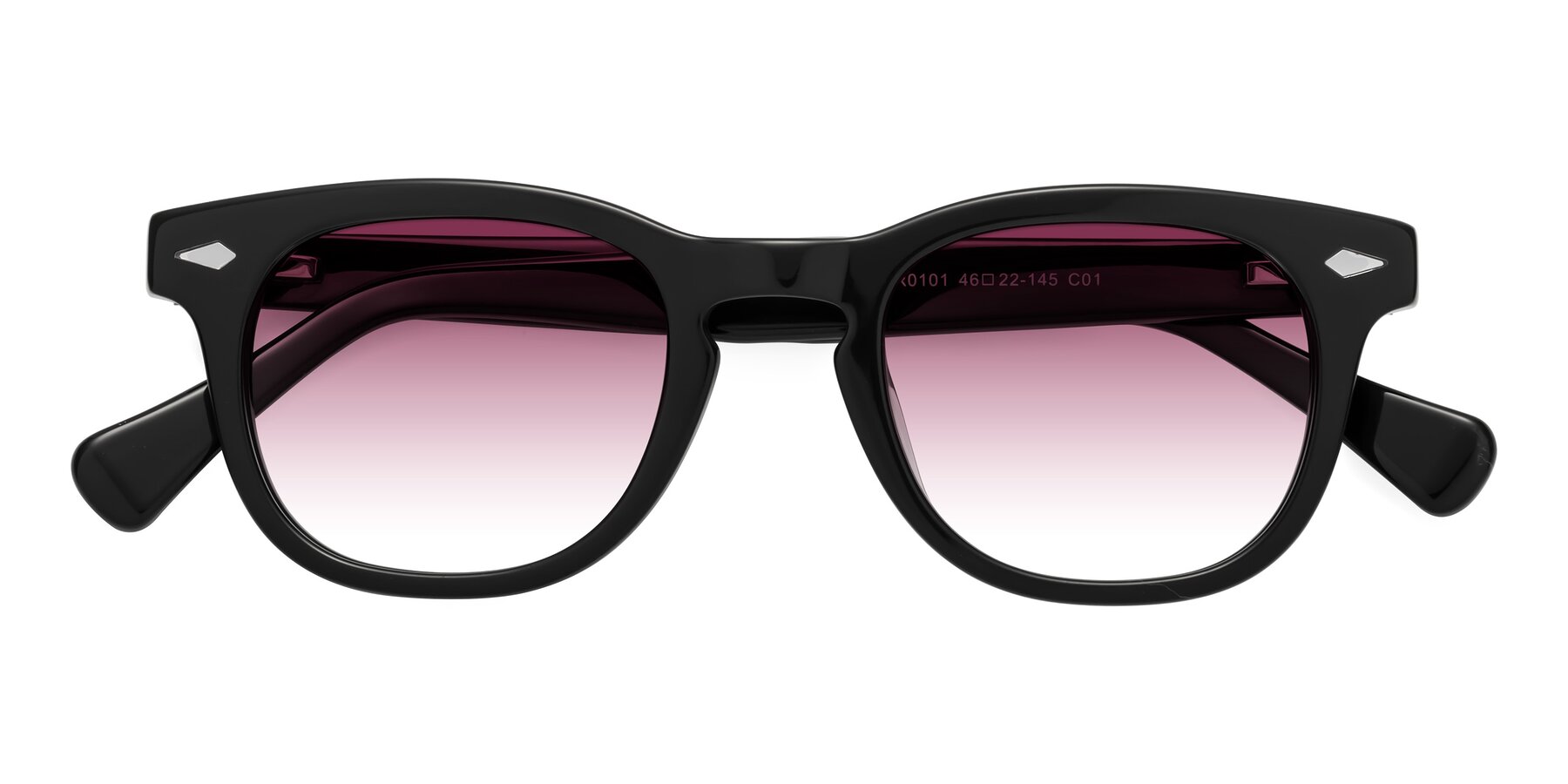 Folded Front of Tanna in Black with Wine Gradient Lenses