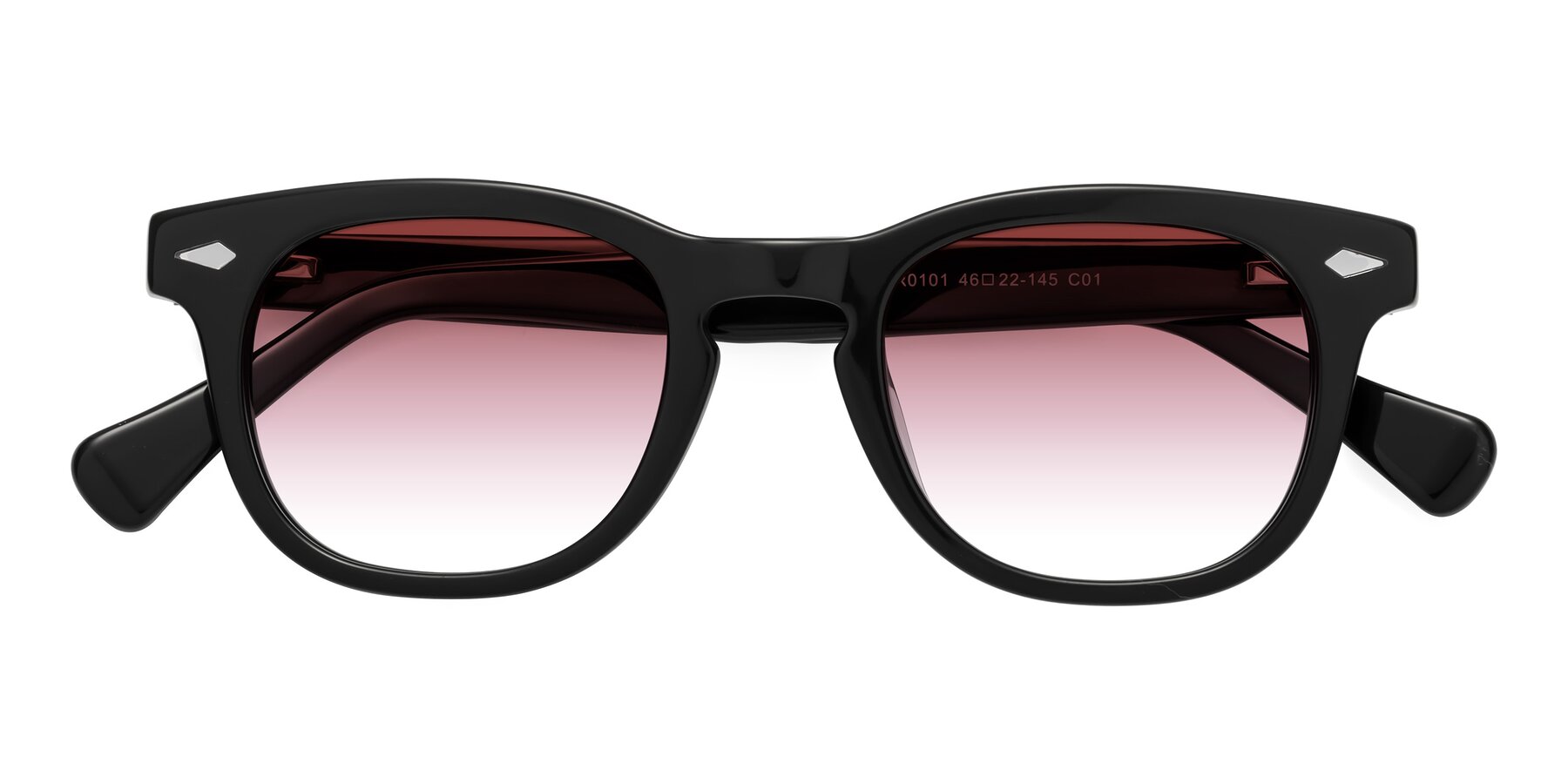 Folded Front of Tanna in Black with Garnet Gradient Lenses